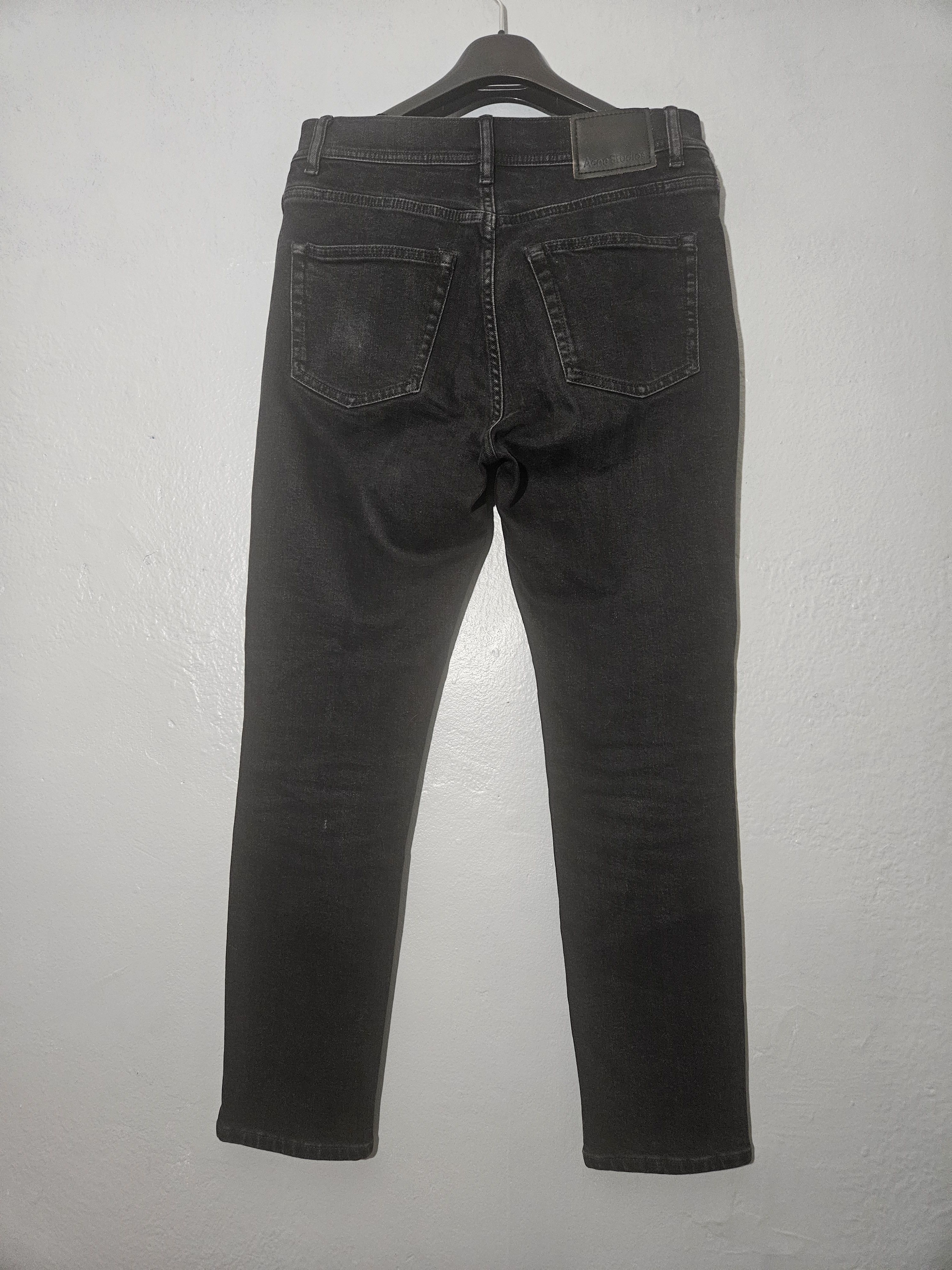 Acne Studios Melk Used Blk Leather Back Patch Black Denim Jeans Size US 29 - 1 Thumbnail