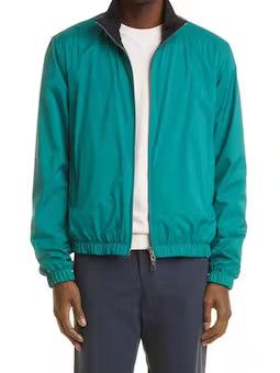 image of Loro Piana O1W1Db11223 Bomber Windmate Stretch In Green Mint, Men's (Size XL)