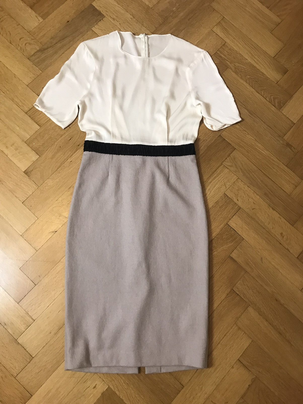 image of By Malene Birger Silk And Wool Knee Length Dress in Grey, Women's (Size XS)