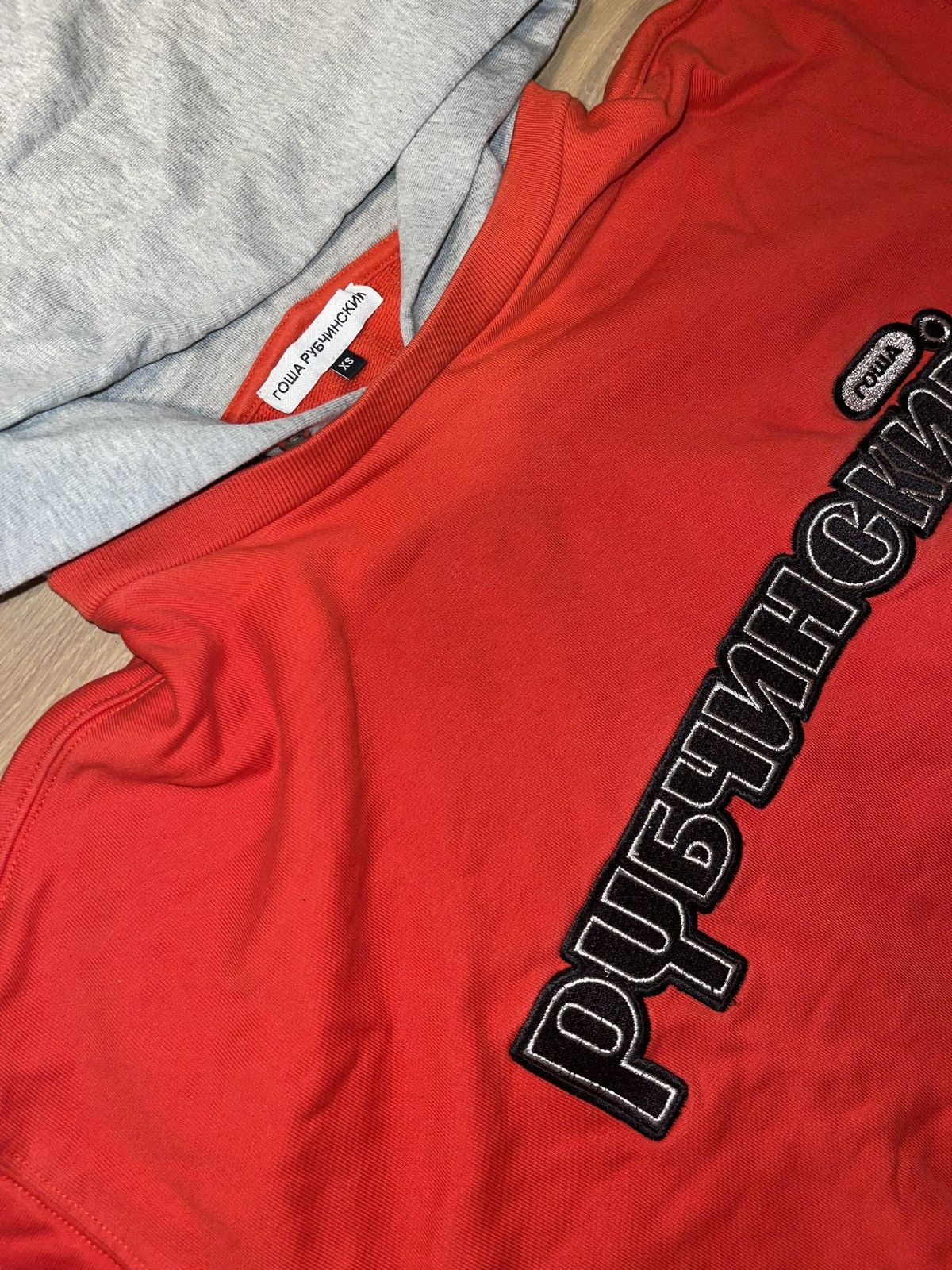 Gosha Rubchinskiy GOSHA RUBCHINSKIY COMBO HOODIE RED GRAY Size US XS / EU 42 / 0 - 2 Thumbnail