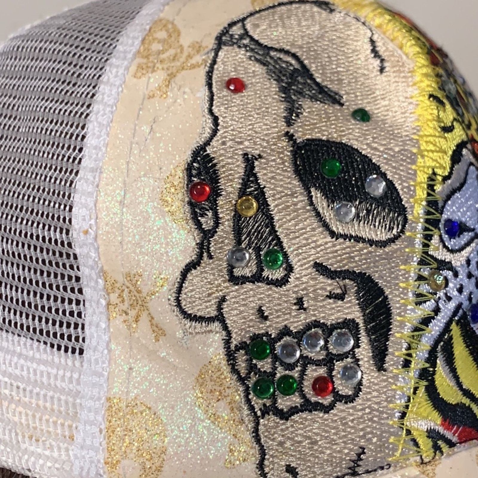 Vintage Bedazzled gems embroidery skulls,tiger baseball trucker hat Size ONE SIZE - 4 Thumbnail