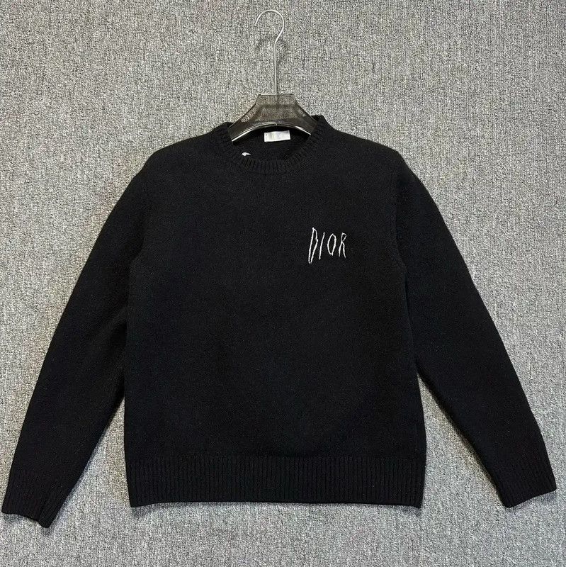 Dior Dior Black Wool Blend Short Sleeve Sweater 0089 Size L / US 10 / IT 46 - 1 Thumbnail