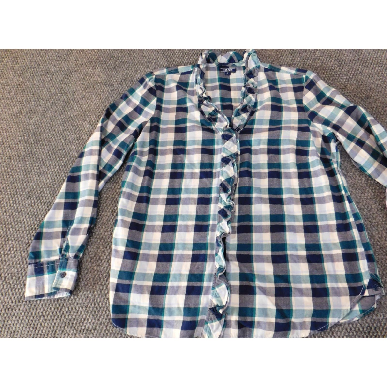 Izod IZOD Shirt Womens Button-Up Casual Plaid Blue Medium Size M / US 6-8 / IT 42-44 - 3 Thumbnail