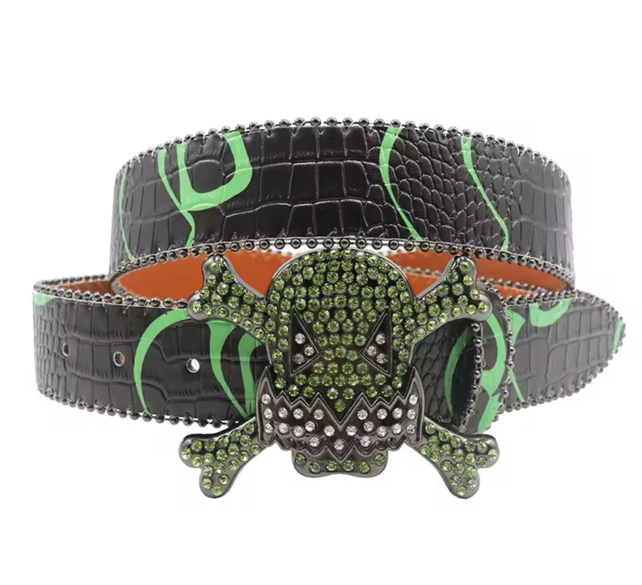 Japanese Brand Skull Bling PU Leather Belt Size ONE SIZE - 1 Thumbnail