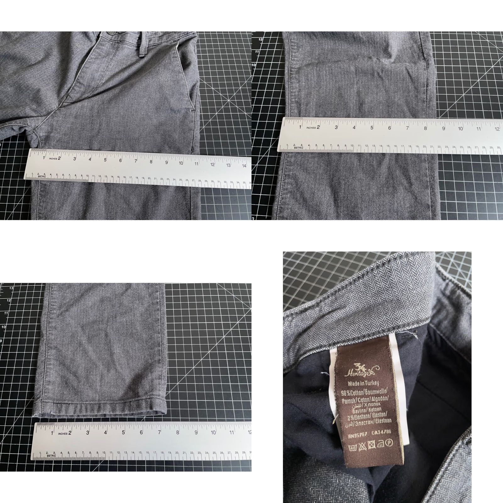 Vintage VINTAGE 34 Heritage Men's Chino Pants Slim Fit Gray Herringbone 32 x 28 Regular Size US 32 / EU 48 - 8 Thumbnail