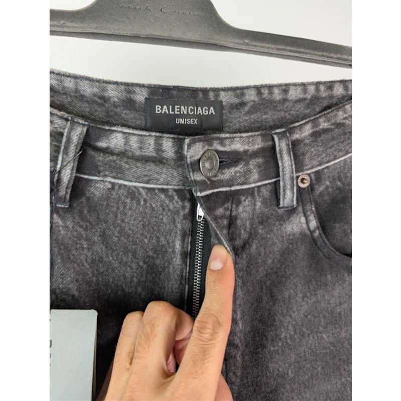 Balenciaga o1rshd1 Trompe L'oeil Fleece Denim Pants in Black Size US 30 / EU 46 - 7 Thumbnail
