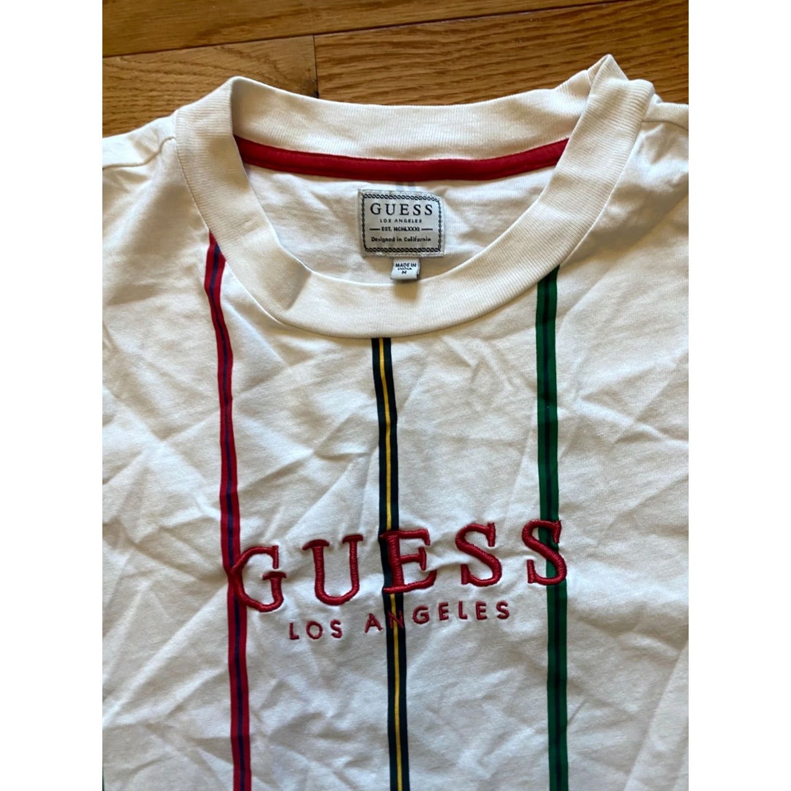 Guess VINTAGE Guess Los Angeles Red Green Black Vertical Striped Long Sleeve T Shirt Logo Sz M Mens Size US M / EU 48-50 / 2 - 3 Thumbnail