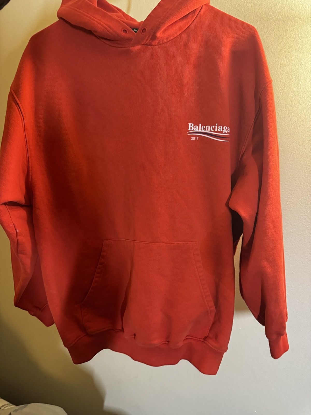 image of Balenciaga 2017Logo Hoodie in Red, Men's (Size Small)