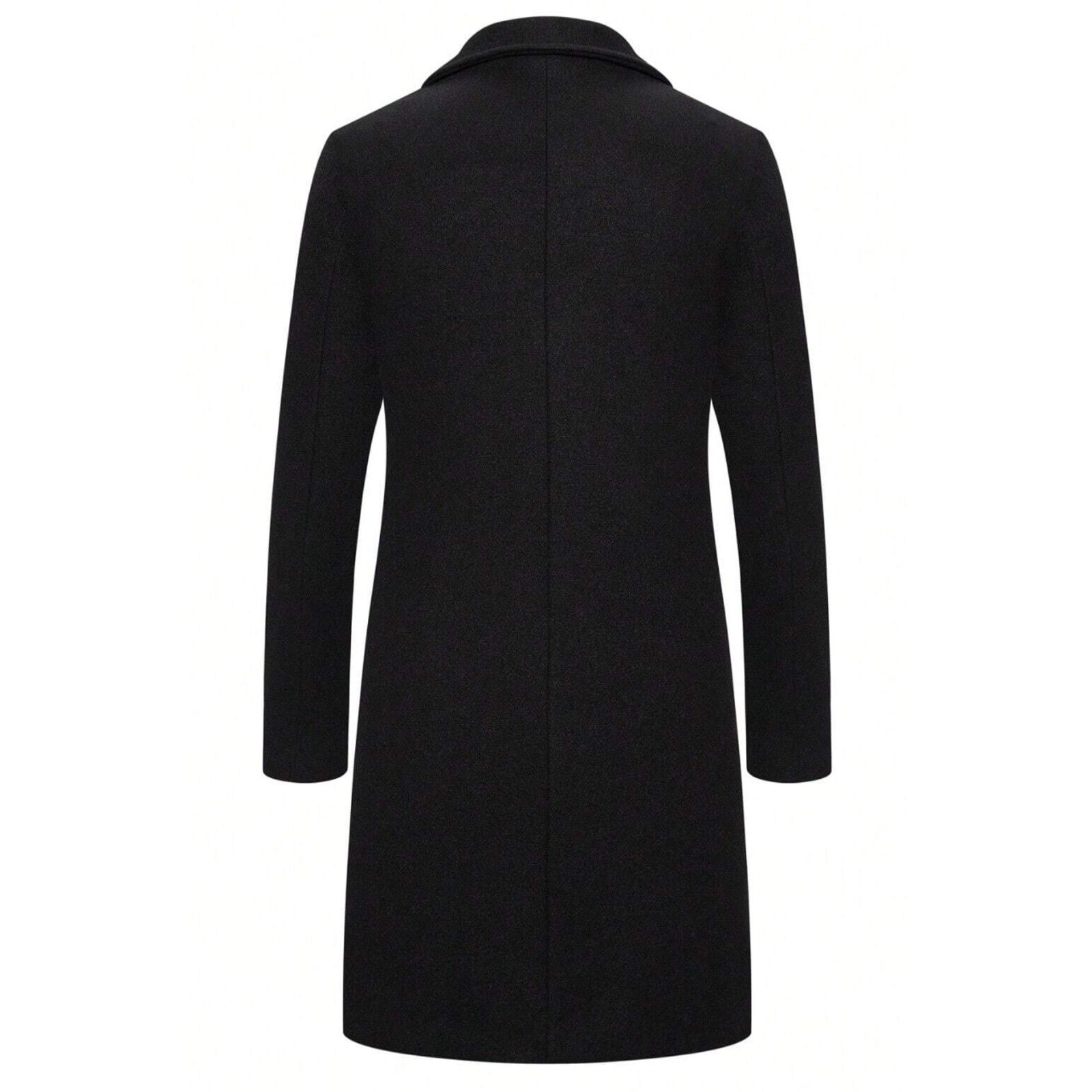 Shein Men's Solid Color Woolen Coat Jacket in Black, Size L Size US L / EU 52-54 / 3 - 2 Thumbnail