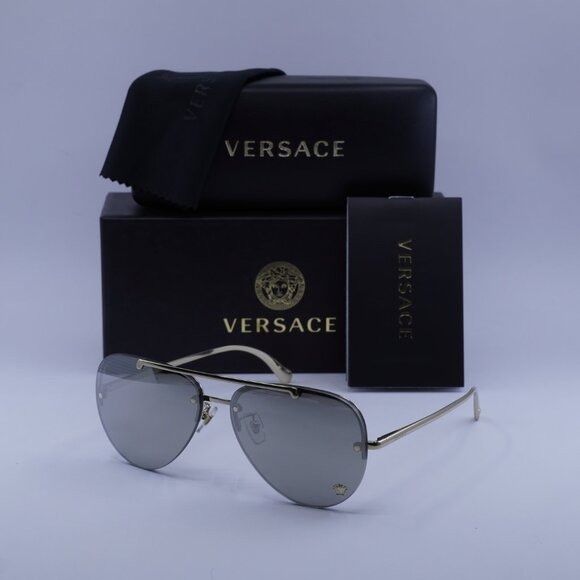 Versace Versace VE2231 12526G Sunglasses Pale Gold Aviator Frame Size ONE SIZE - 1 Thumbnail
