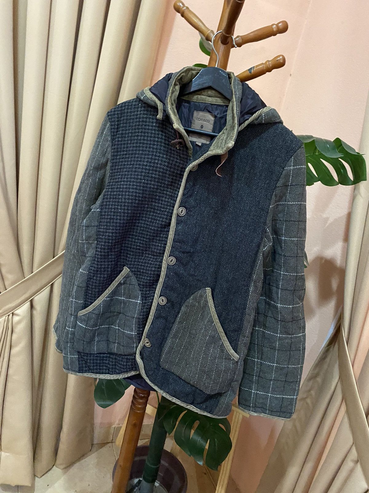 Japanese Brand CORISCO PATCHWORK HOODED WOOL JACKET Size US L / EU 52-54 / 3 - 2 Thumbnail
