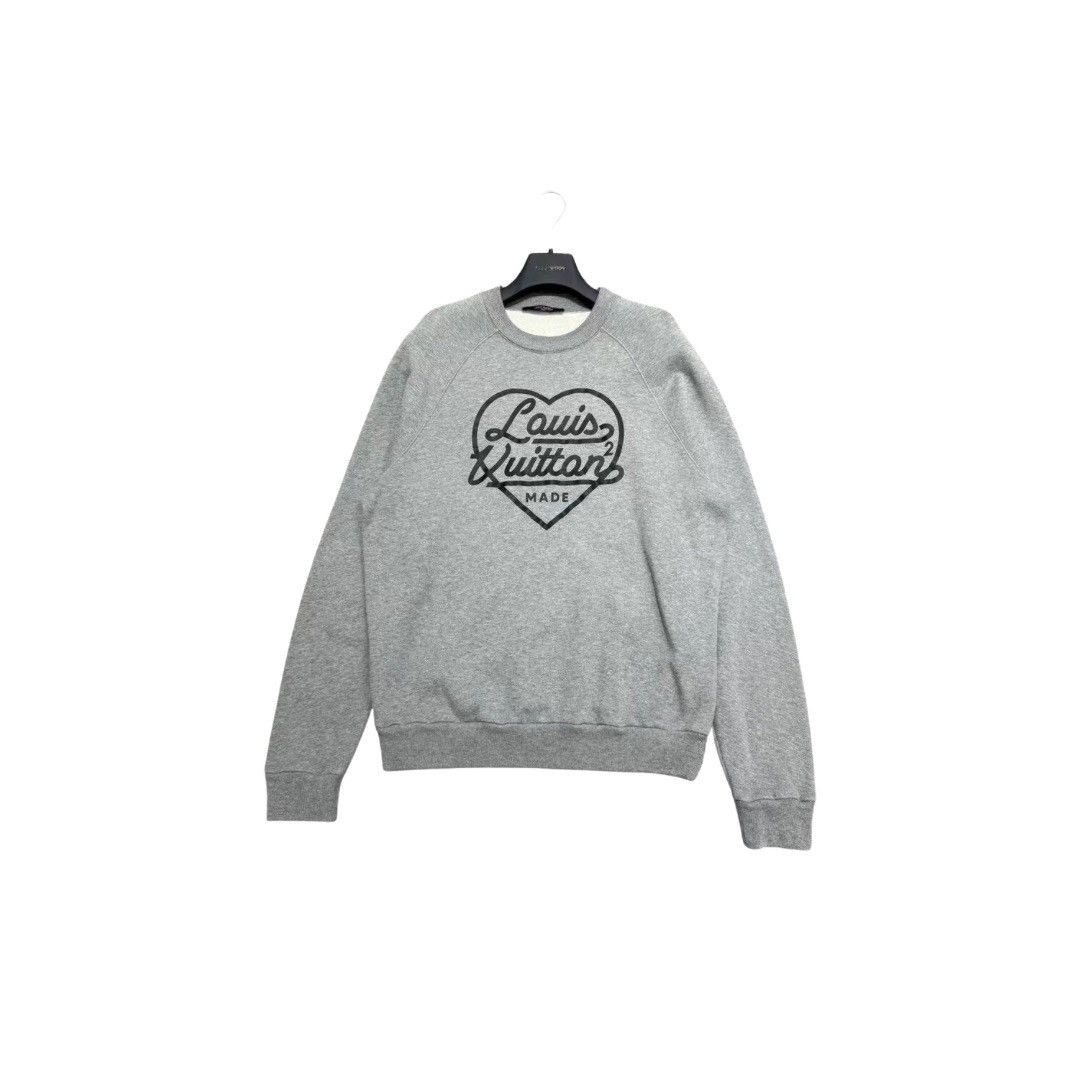 LV x Nigo Printed Heart Sweatshirt in Grey, Luxury, Apparel on Carousell