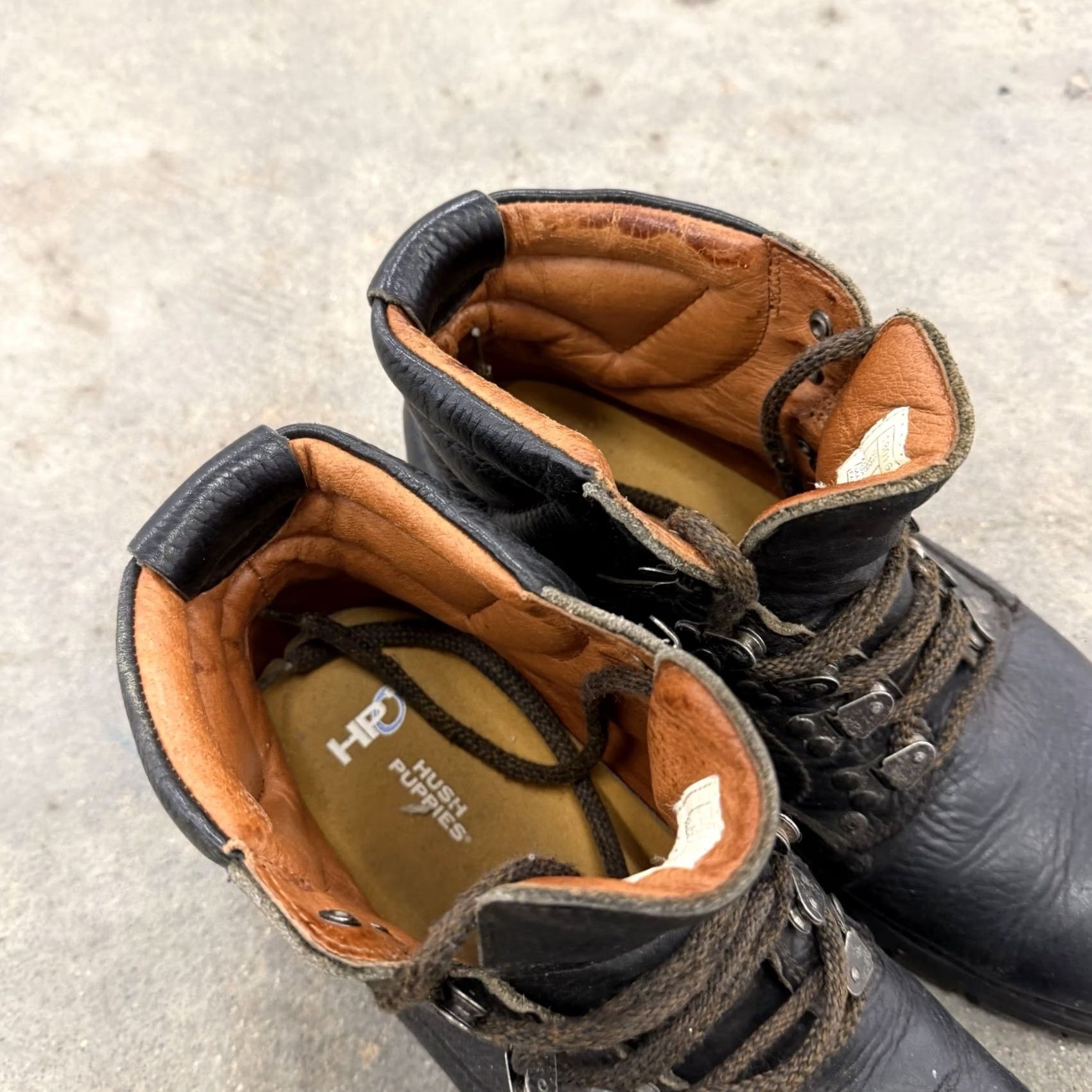 Hush Puppies VINTAGE Hush Puppies Boots Leather Black Moto Mens 12 M Combat Leather USA Mens Size US 12 / EU 45 - 4 Thumbnail