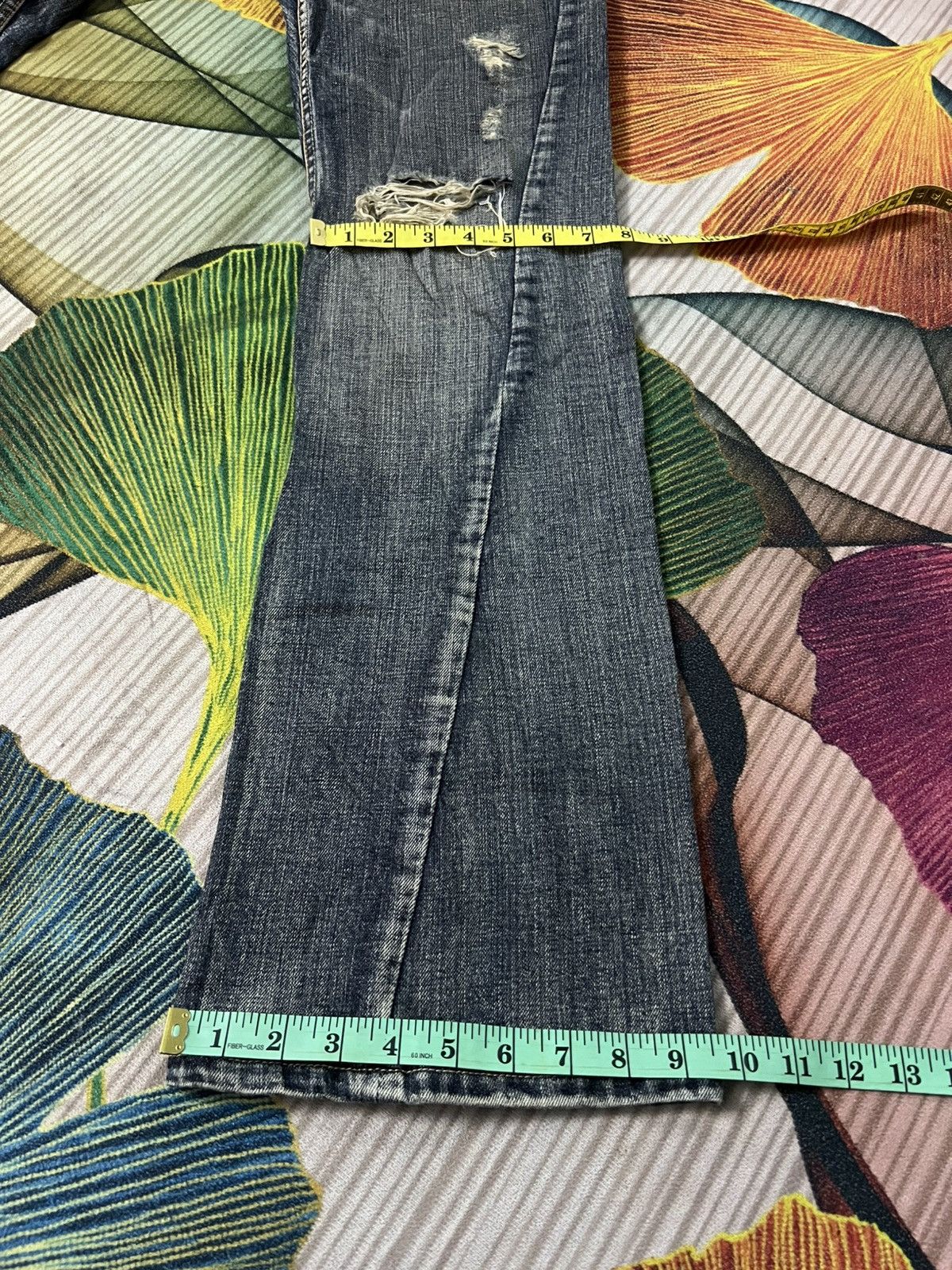 Japanese Brand 💥Flare💥Semantic Design Snake Skin Twist Leg Distress Jean Size US 32 / EU 48 - 6 Thumbnail