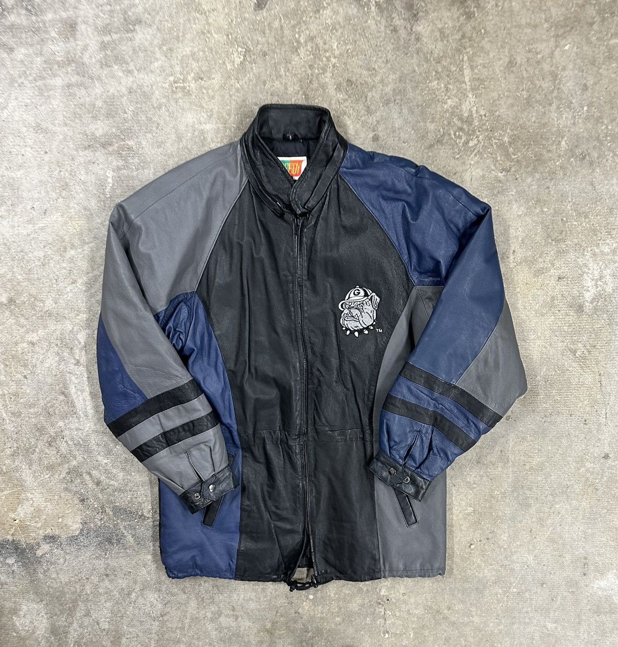 Vintage Vintage 90s Speedy Georgetown Hoyas Leather Chore Jacket Size US L / EU 52-54 / 3 - 1 Thumbnail