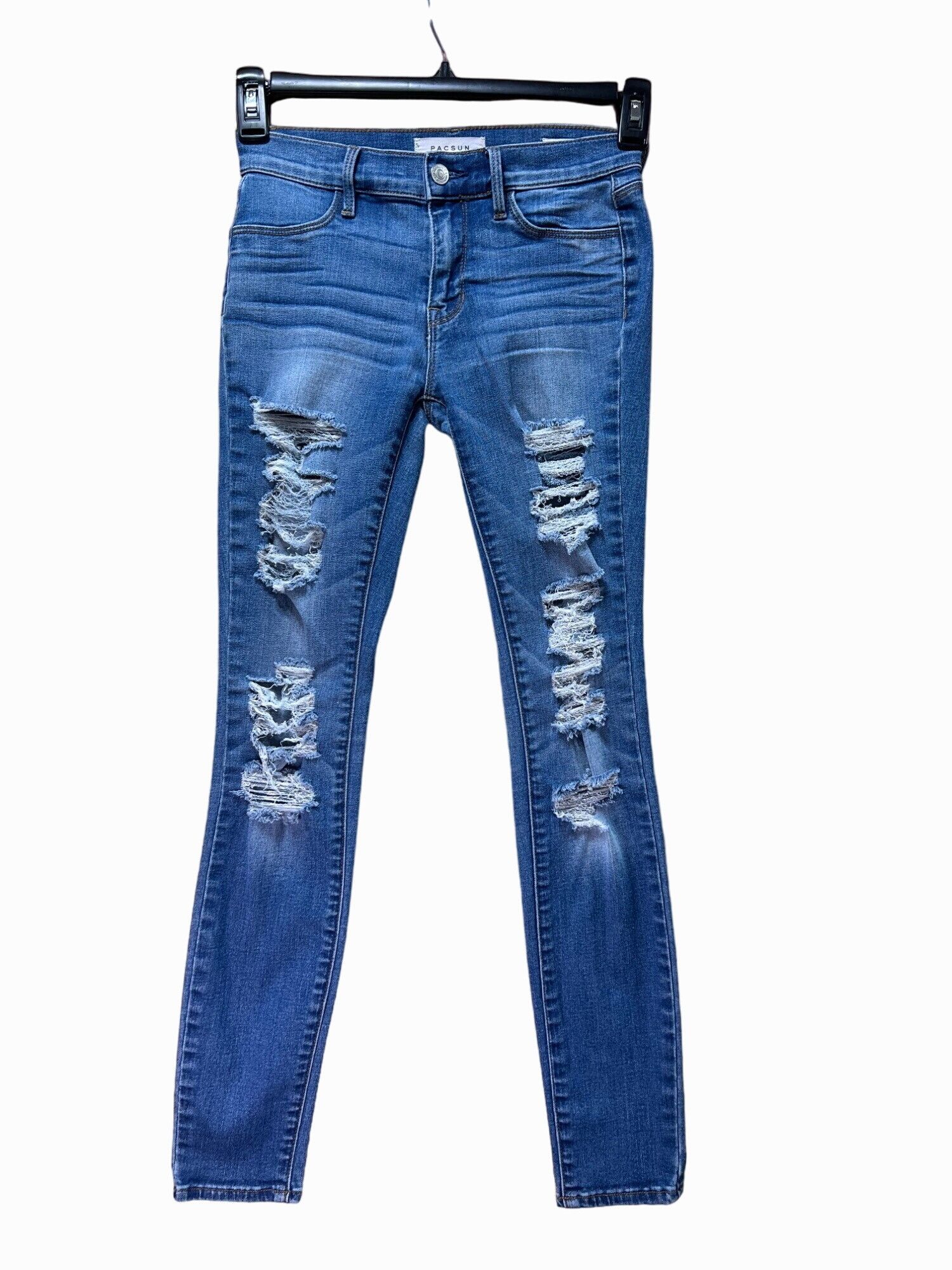 Pacsun Pacsun - Women's Stretch Skinny Jeans Distressed - Blue - 24 Size 42" / US 20 - 1 Thumbnail