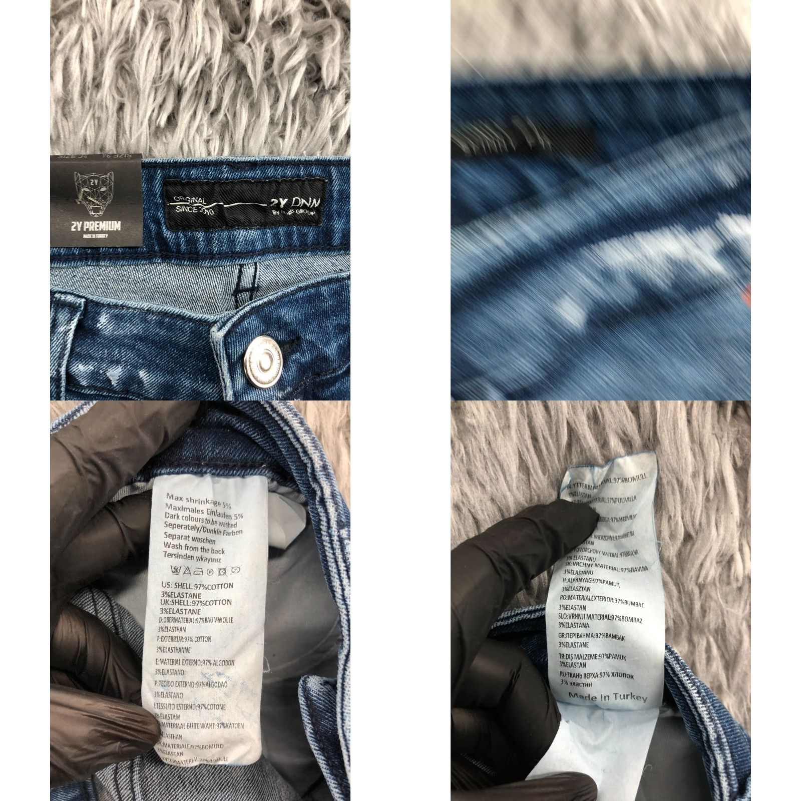 Vintage 2Y Premium Slim Fit Tapered Jeans Mens Size 34x32 Blue 5-Pocket Denim Button Fly Size US 34 / EU 50 - 8 Thumbnail