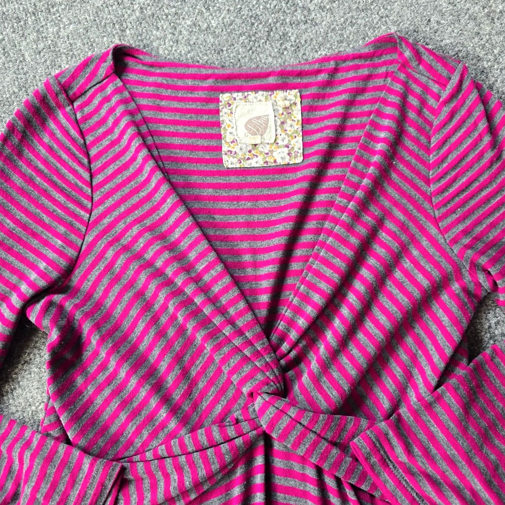 Anthropologie Anthropologie Dress Womens Small Pink Gray Striped A-Line Casual Size S / US 4 / IT 40 - 2 Thumbnail