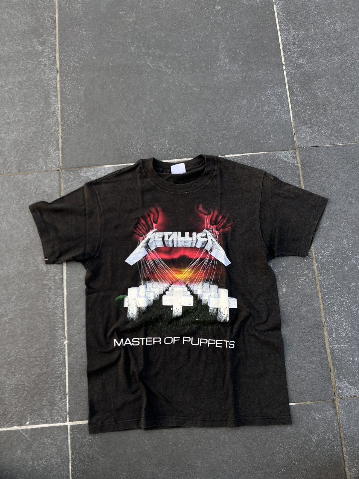 image of Band Tees x Metallica 1986 Metallica Master Of Puppets Damage Inc. Tour Shirt in Black (Size Small)