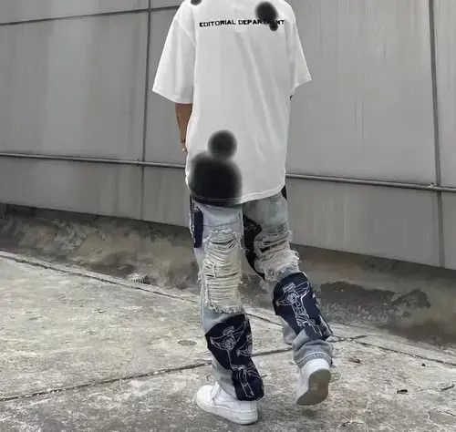Japanese Brand Street hip hop grunge raw edge jeans Size US 32 / EU 48 - 4 Thumbnail