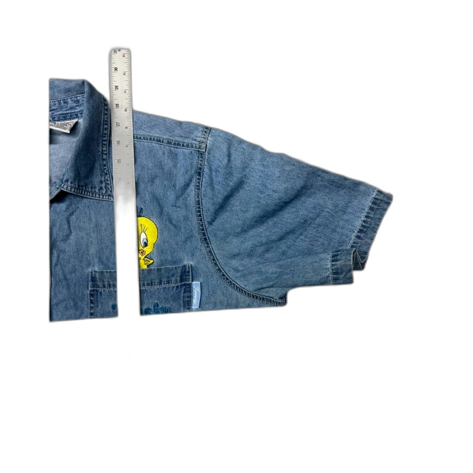 Vintage Looney Tunes Women's 18W / 20W Blue Check Tweety Button Fron Size US XXS / EU 40 - 2 Thumbnail