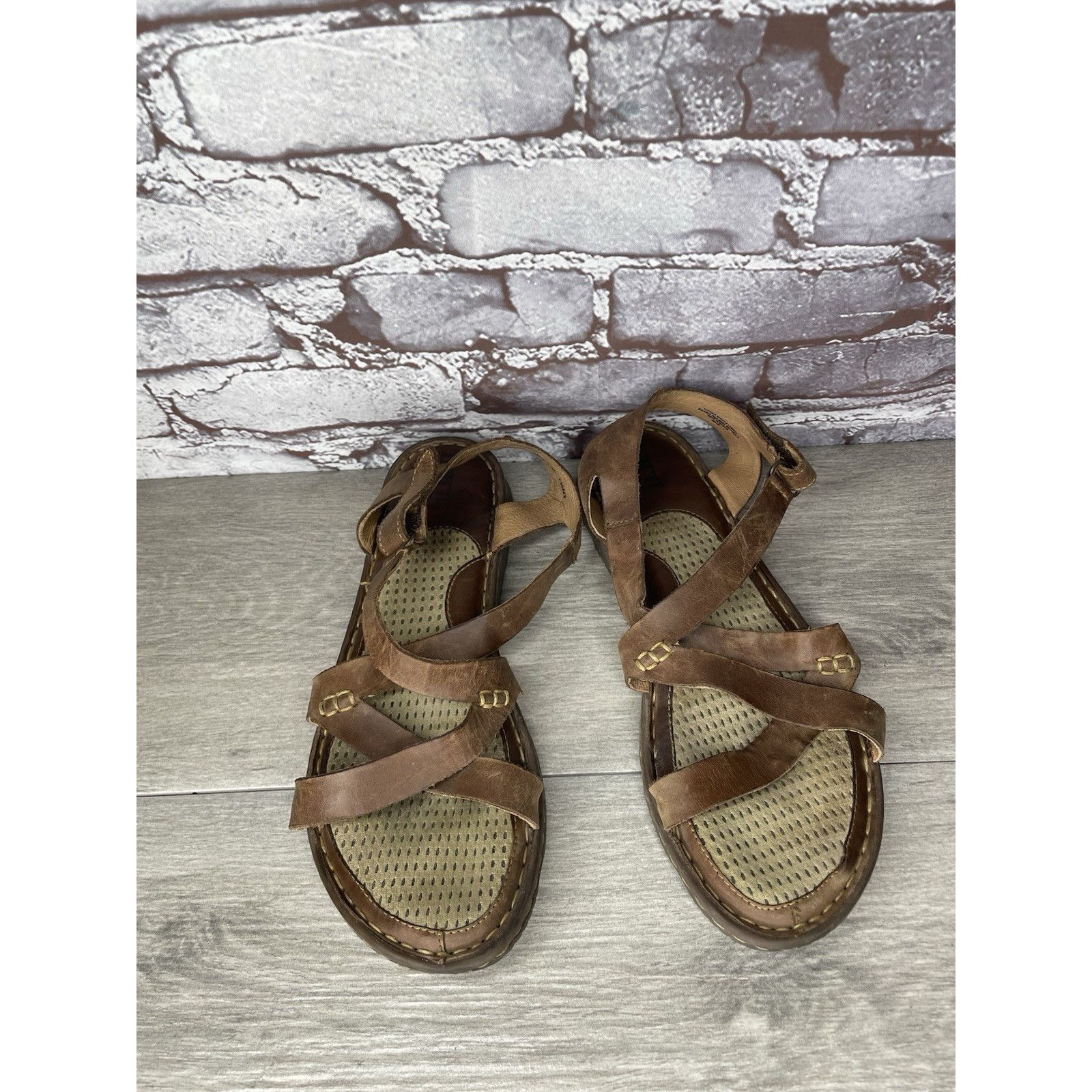 Born Born Handcrafted Brown Leather Strappy Casual Sandals Women’ Size US 10 / IT 40 - 4 Thumbnail