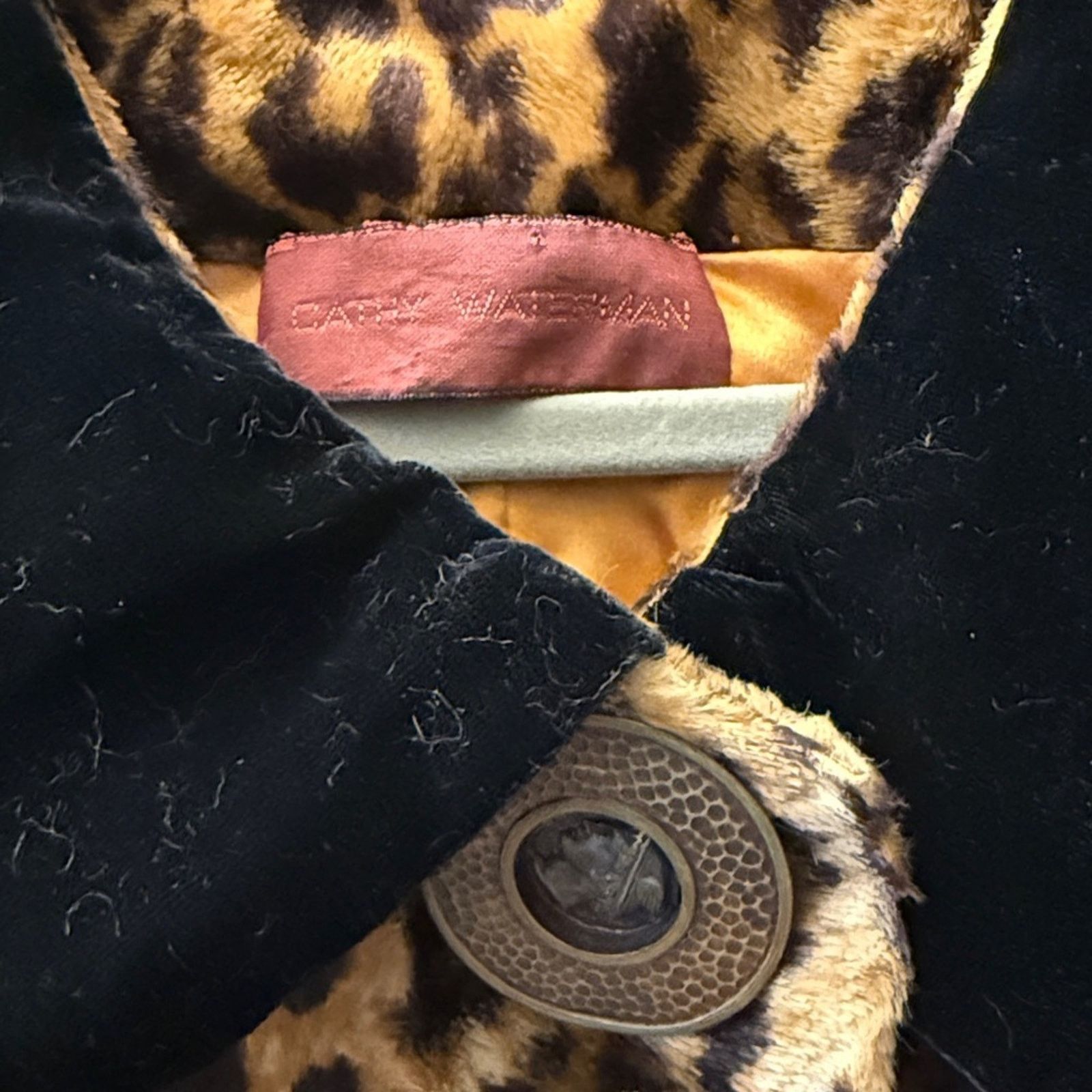 Other Vintage Cathy Waterman Leopard Long Coat with blk caplet Size L / US 10 / IT 46 - 5 Thumbnail