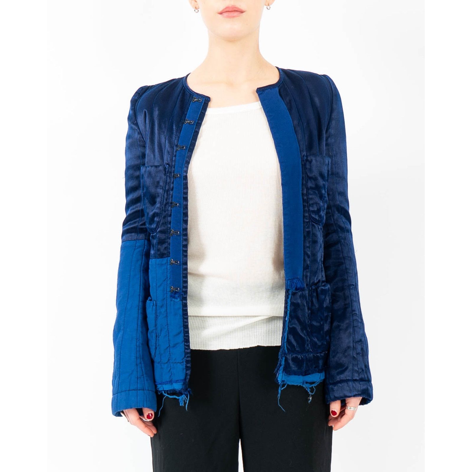 Haider Ackermann FW18 Blue Satin Distressed Jacket Size S / US 4 / IT 40 - 1 Thumbnail