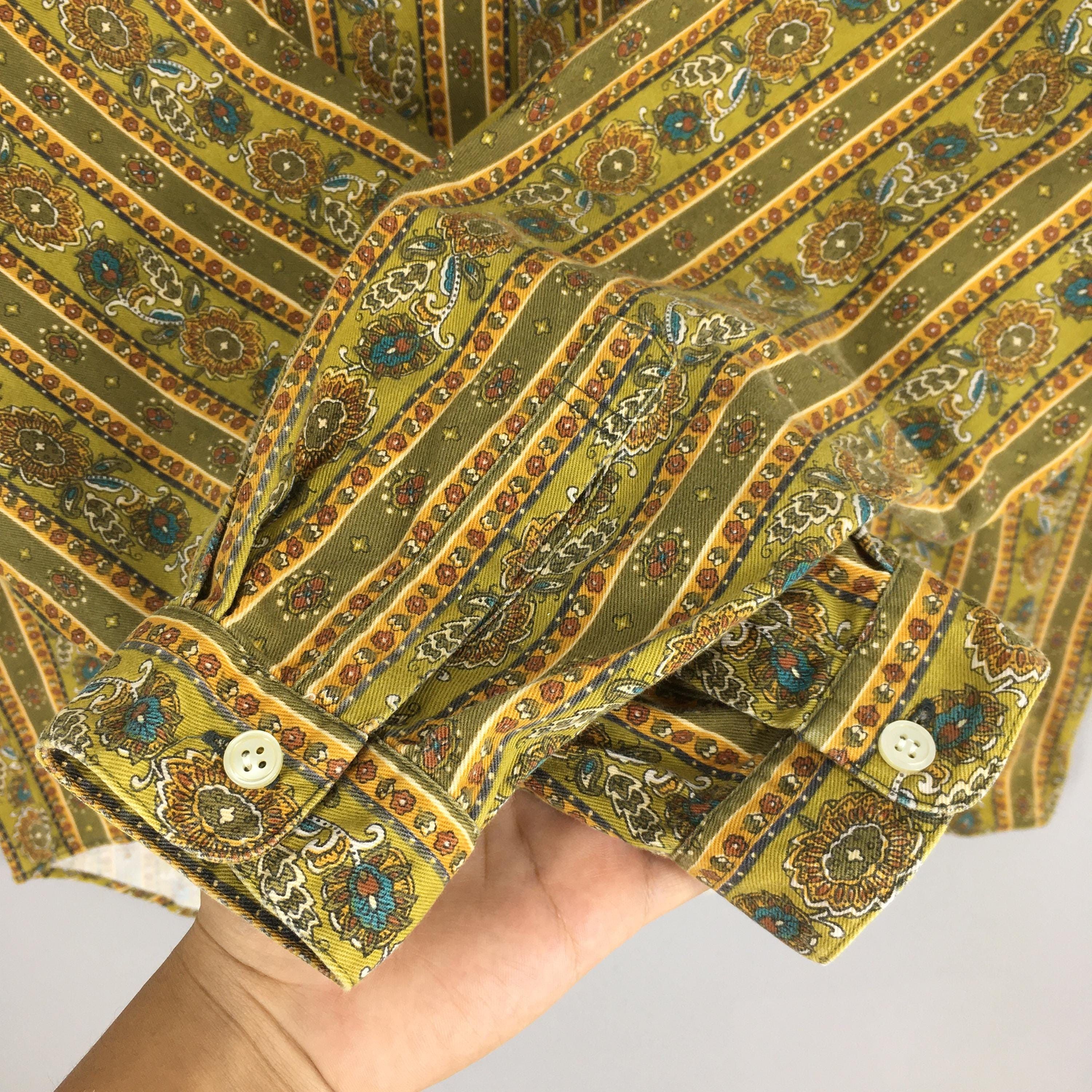 Flannel × Vintage Vintage Abstract Green Floral Casual Flannel Shirt Large Size US L / EU 52-54 / 3 - 4 Thumbnail