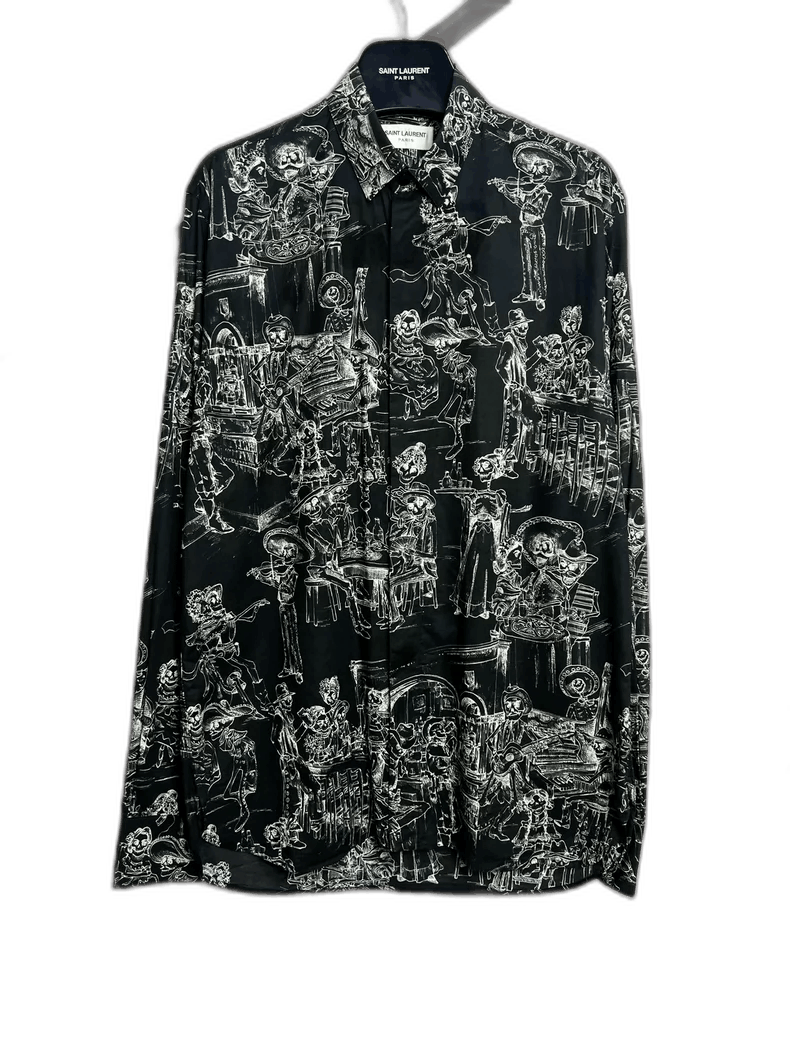 Saint Laurent Paris Saint Laurent Artist Print Sheer Black Shirt-2507 Size US M / EU 48-50 / 2 - 6 Thumbnail