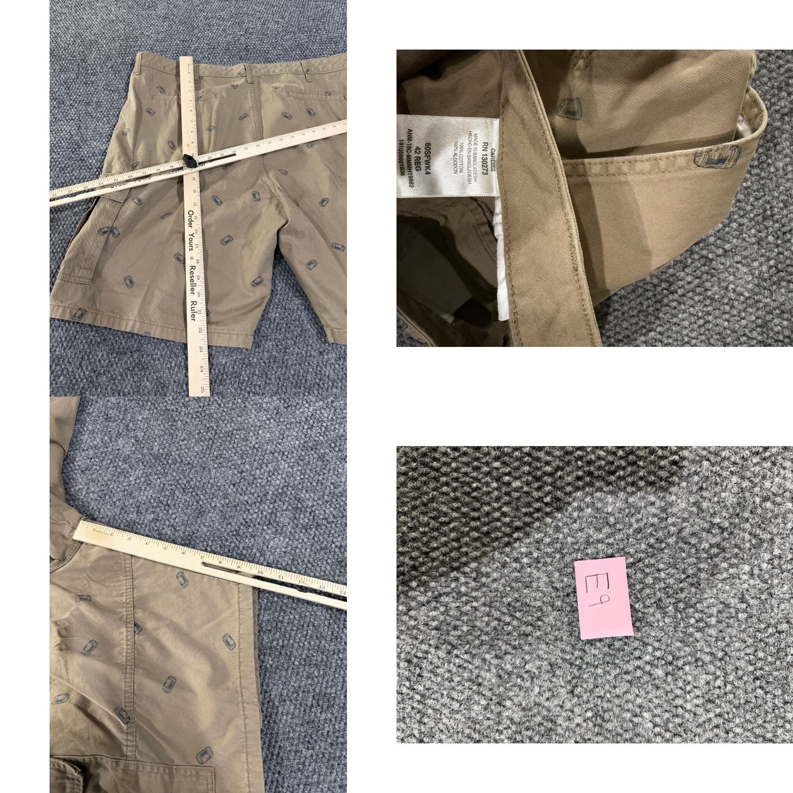 Wrangler Wrangler Cargo Shorts Mens 42 Beige Printed Casual Pockets Beer Cans Cargo Pocket Zip Front 10in Inseam Regular Waist 42 Summer Spring Mens Size US 42 / EU 58 - 8 Thumbnail