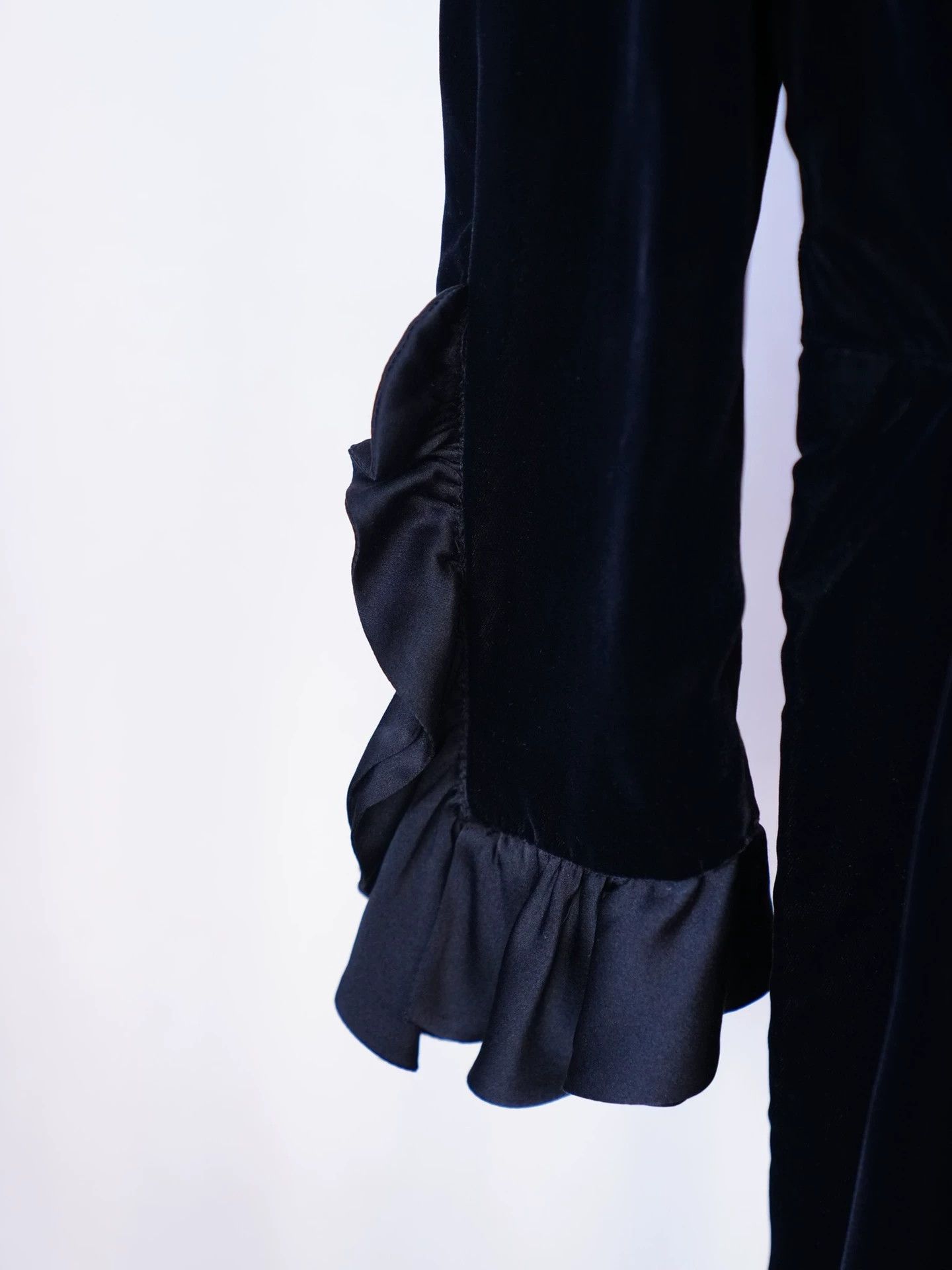 Yves Saint Laurent YSL Rive Gauche 1982 Silk Velvet Dress Black S & Blue M Size XS / US 0-2 / IT 36-38 - 9 Thumbnail