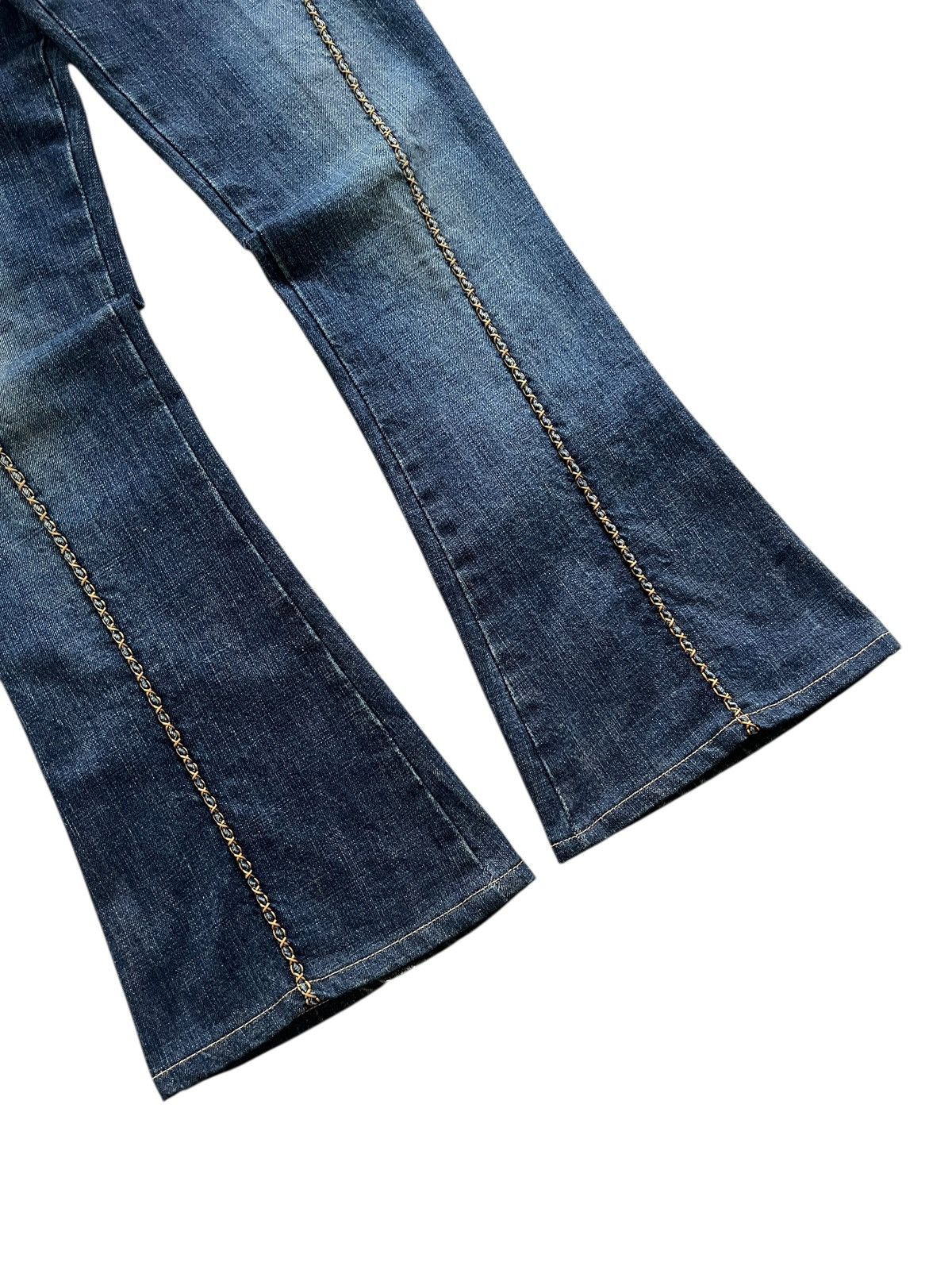 Obelisk 1990s Obelisk Stitching Flare Denim Leather Trim Size US 30 / EU 46 - 4 Thumbnail