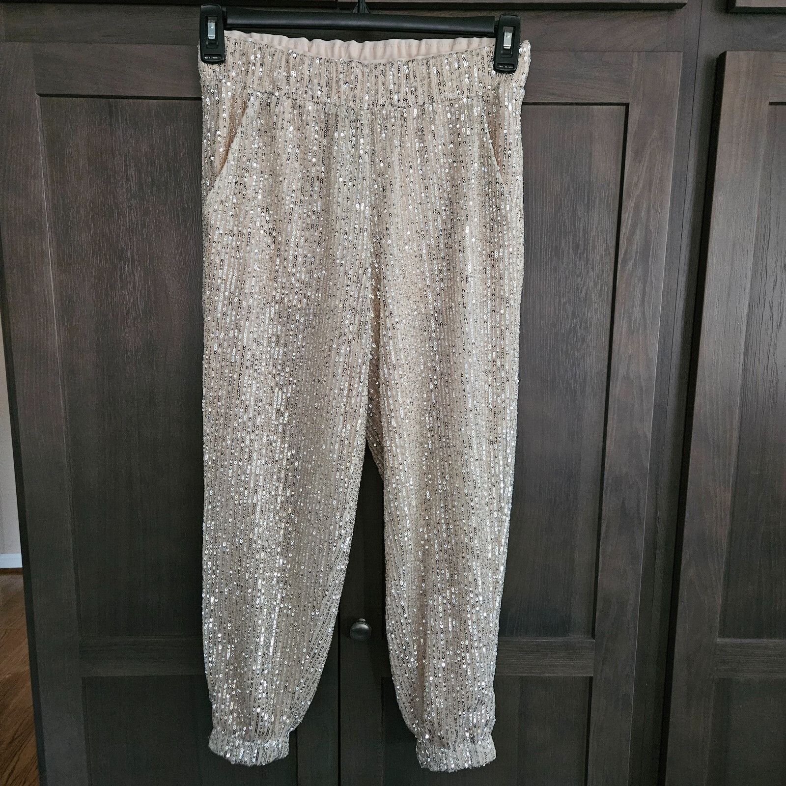 Loft Loft Petites XS Sequin Jogger Pants Gold Sparkly Elastic Wai Size 26" / US 2 / IT 38 - 10 Thumbnail