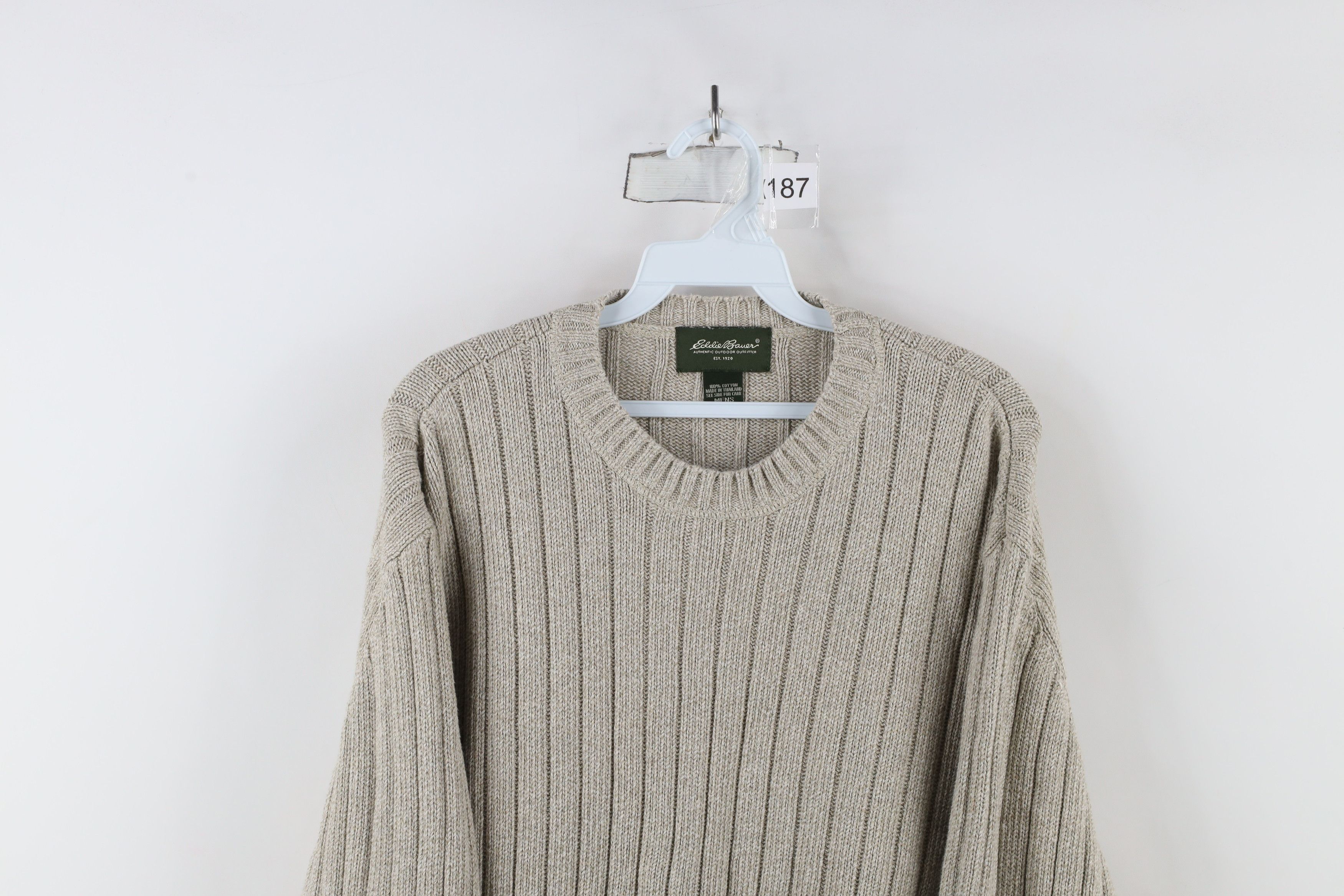 Eddie Bauer × Vintage Vintage Eddie Bauer Heavyweight Ribbed Knit Sweater Beige Size US XL / EU 56 / 4 - 2 Thumbnail