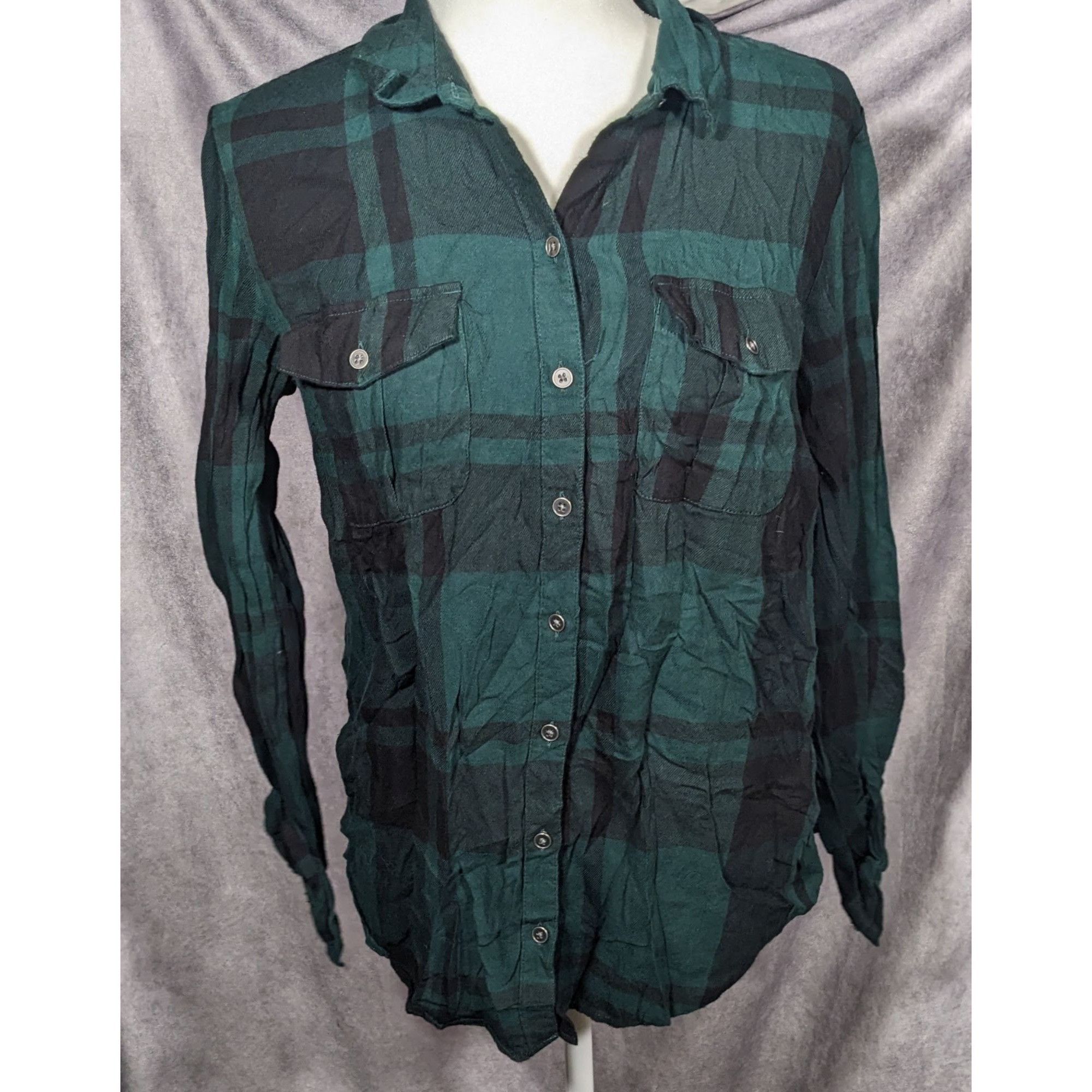 Other New Directions Black And Green Button Down Top Size M / US 6-8 / IT 42-44 - 7 Thumbnail