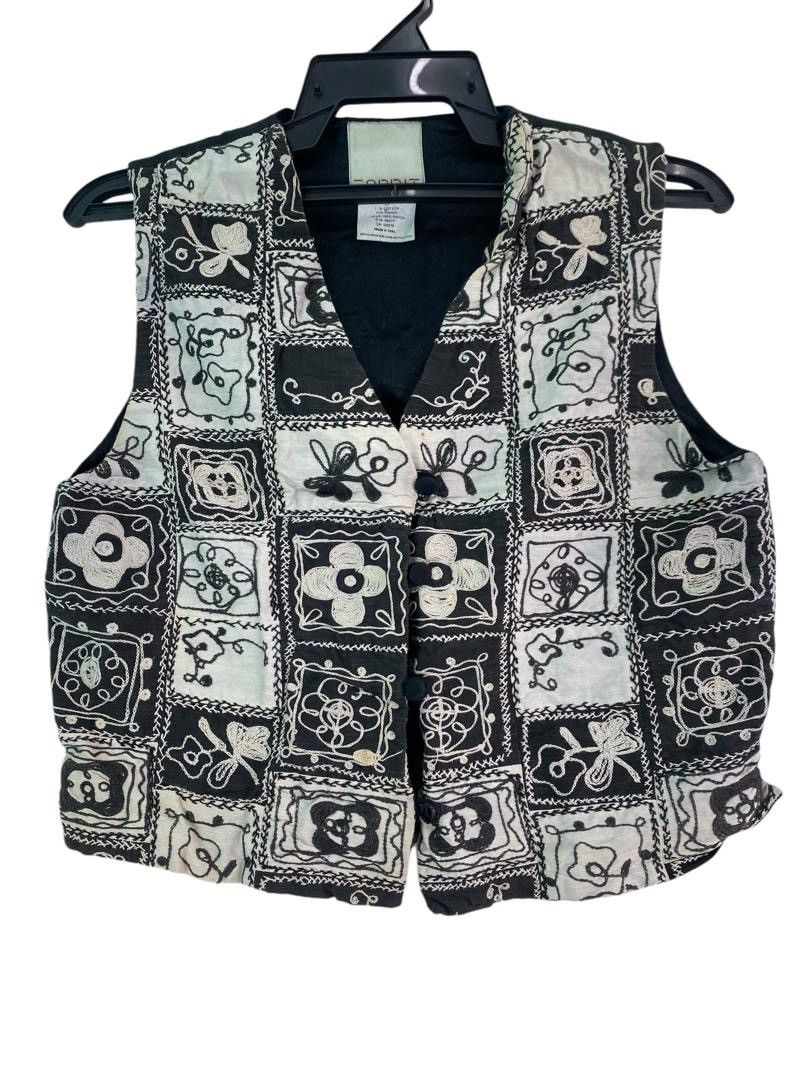 Esprit × Vintage Vtg 90s ESPRIT floral art native vest jacket Size S / US 4 / IT 40 - 2 Thumbnail