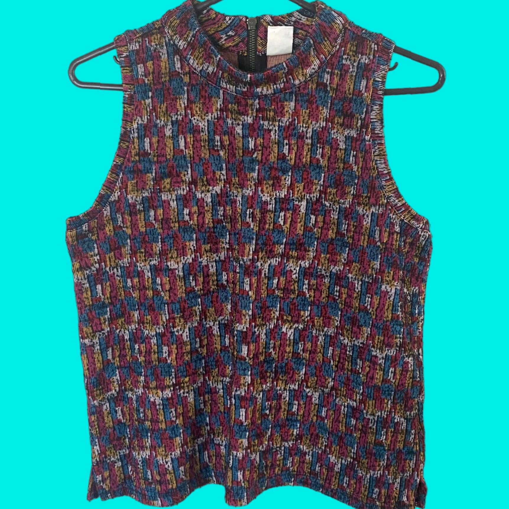 Anthropologie Anthropologie Akemi + Kin Petra Mockneck Sleeveless Top Women Small Multi Geometric Tank Chic Womens Size S / US 4 / IT 40 - 1 Thumbnail