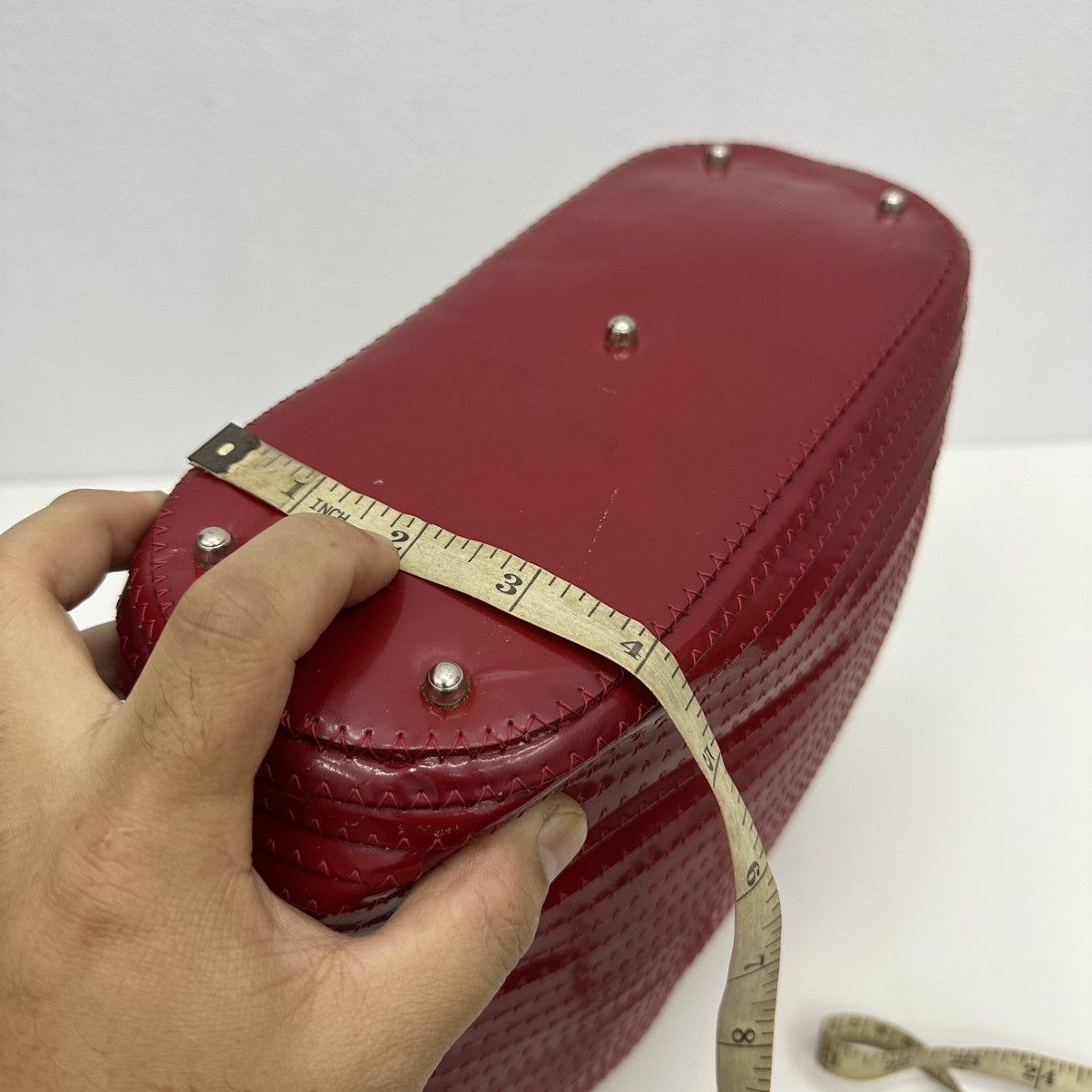 Vintage ‼️YES‼️AUTHENTIC GUCCI BAMBOO 1990s RED PATENT LEATHER HANDBAG Size ONE SIZE - 16 Thumbnail