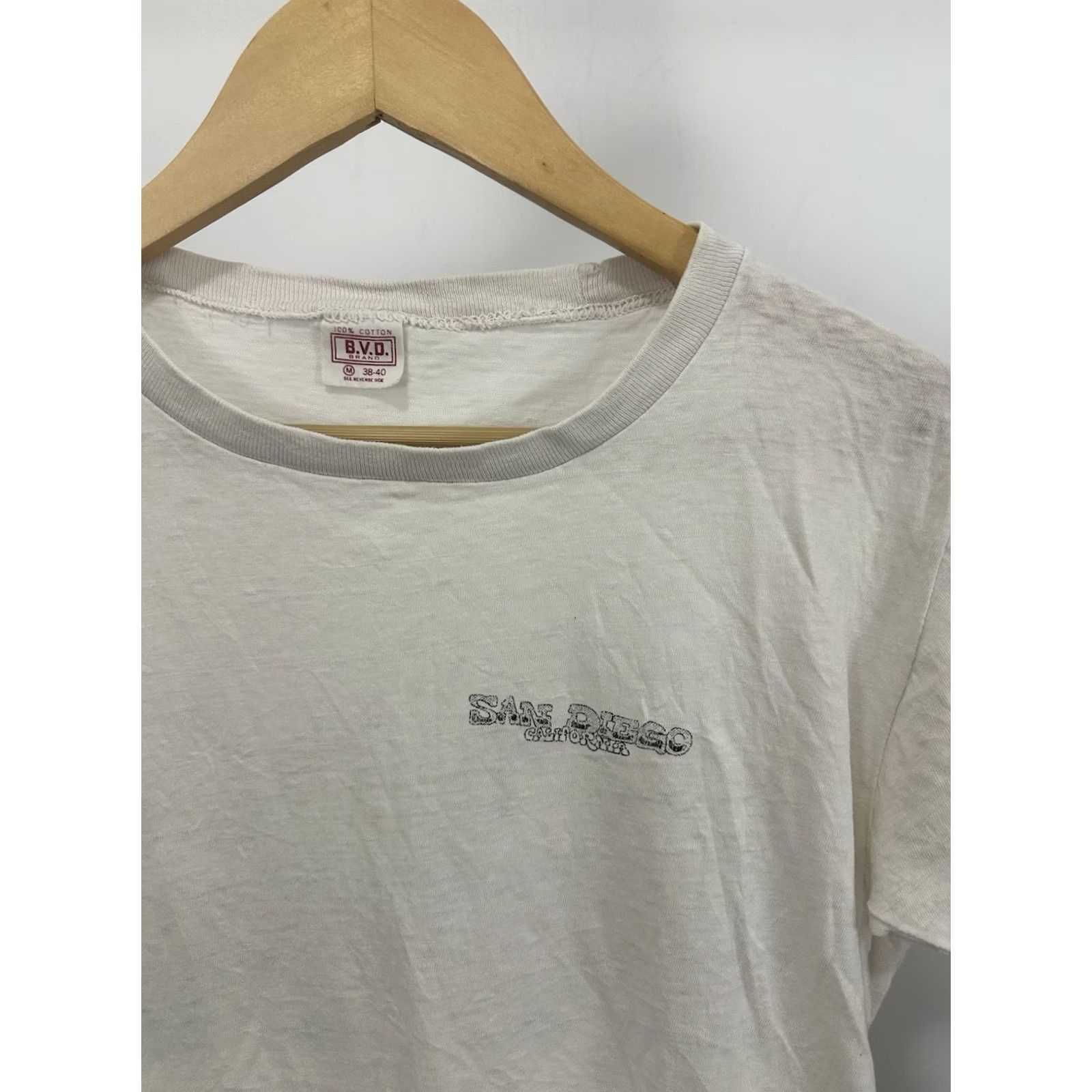 Vintage B.V.D T-Shirt Shirt Mens M Cream VTG 60s Westcoast Distressed Worn 60s Grunge California Diego San Size US M / EU 48-50 / 2 - 7 Thumbnail