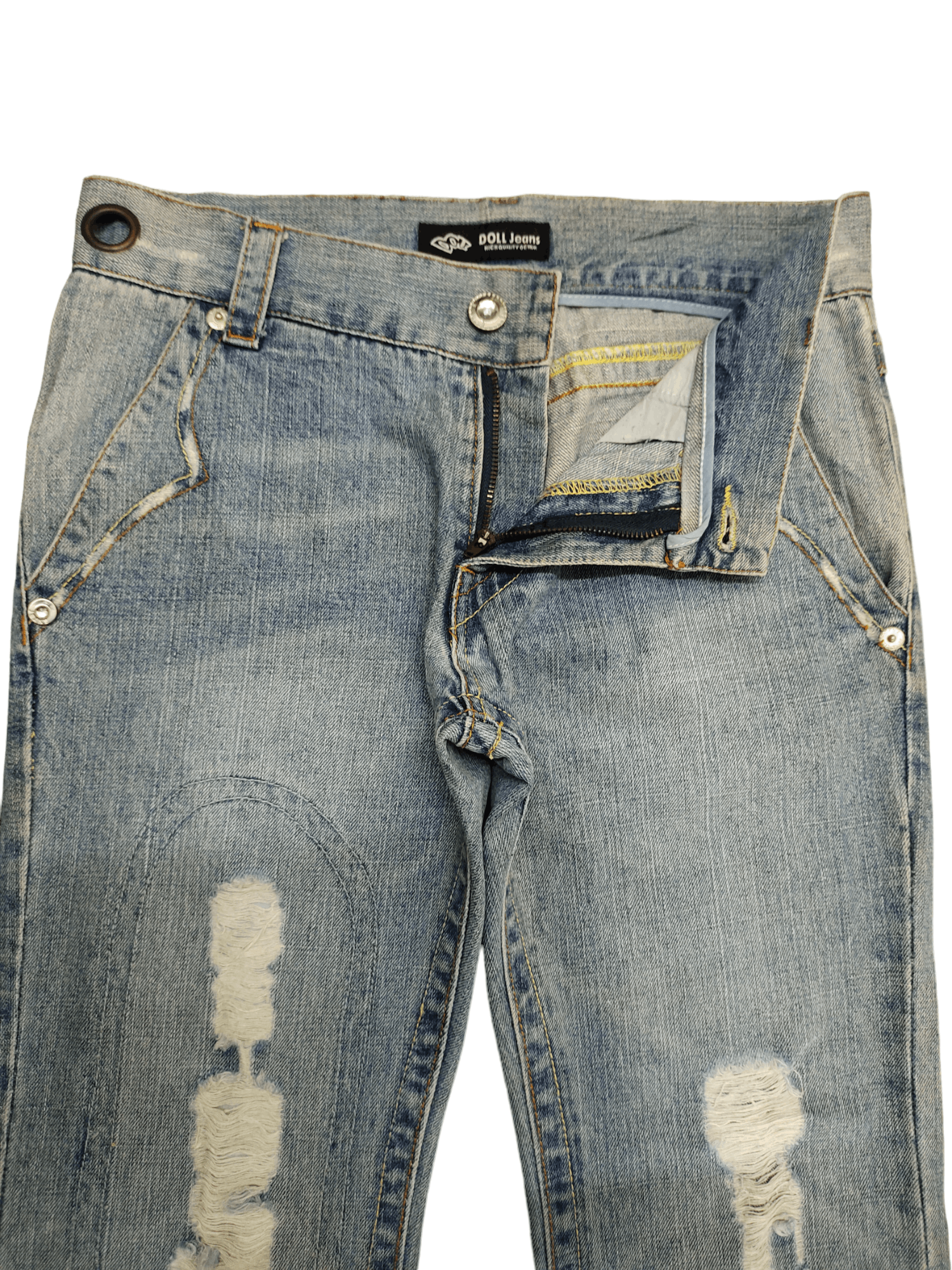 If Six Was Nine Flare Jeans Doll Distress Faded Boot Cut Y2k Mudmax Size US 30 / EU 46 - 10 Thumbnail