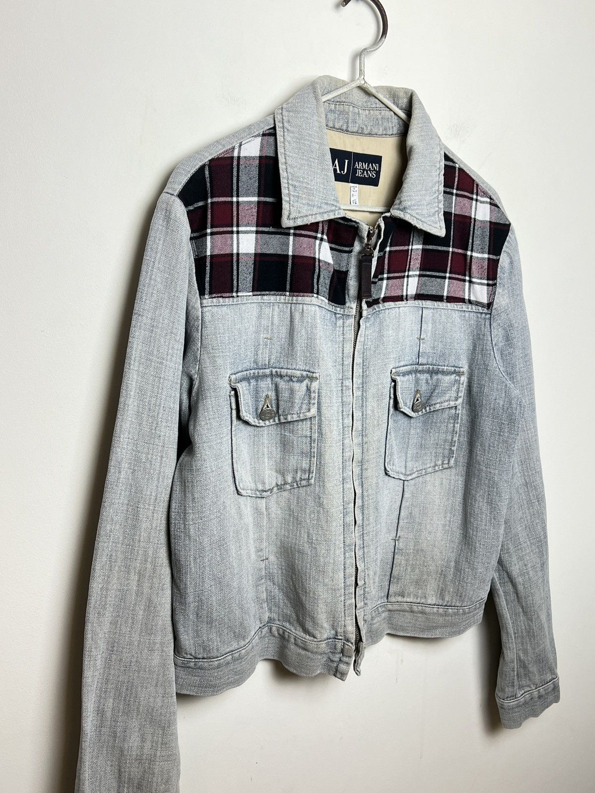 Giorgio Armani armani y2k archive hemp moto tartan work jacket Size US M / EU 48-50 / 2 - 11 Thumbnail