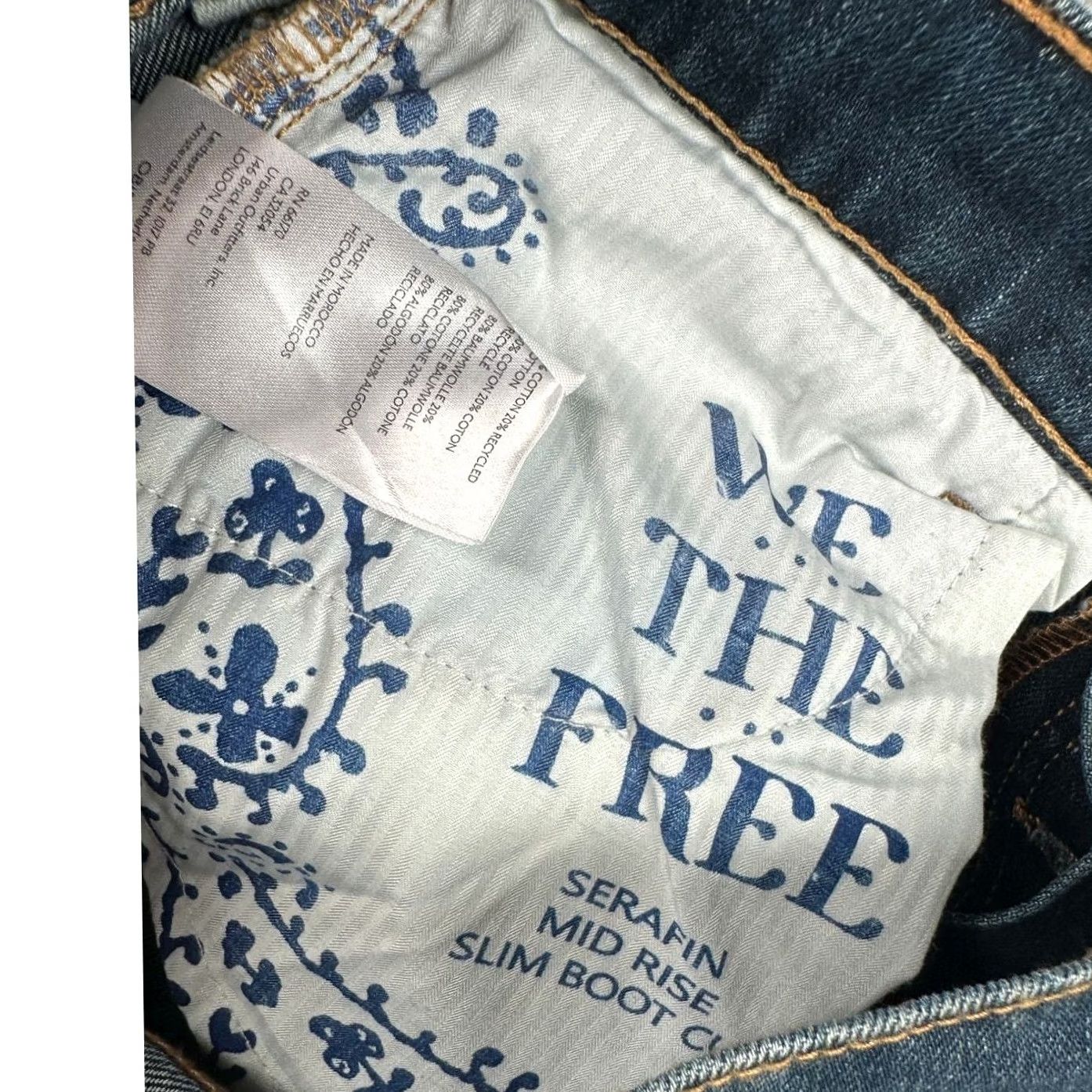 Vintage VINTAGE? No. We The Free Womens Bootcut Jeans 26 Serafin Blue Distressed Slim Mid-Rise NEW Size 26" / US 2 / IT 38 - 6 Thumbnail