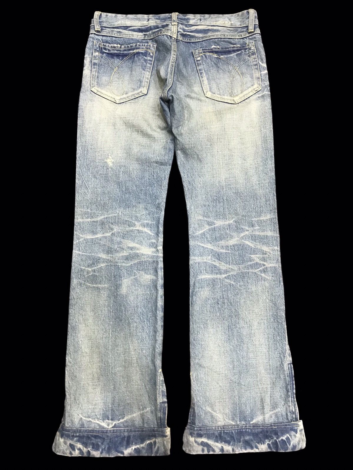 Japanese Brand 💥FLARE💥ARCHIVAL RICO STONE WASH DISTRESSED DENIM F132 Size US 32 / EU 48 - 2 Thumbnail