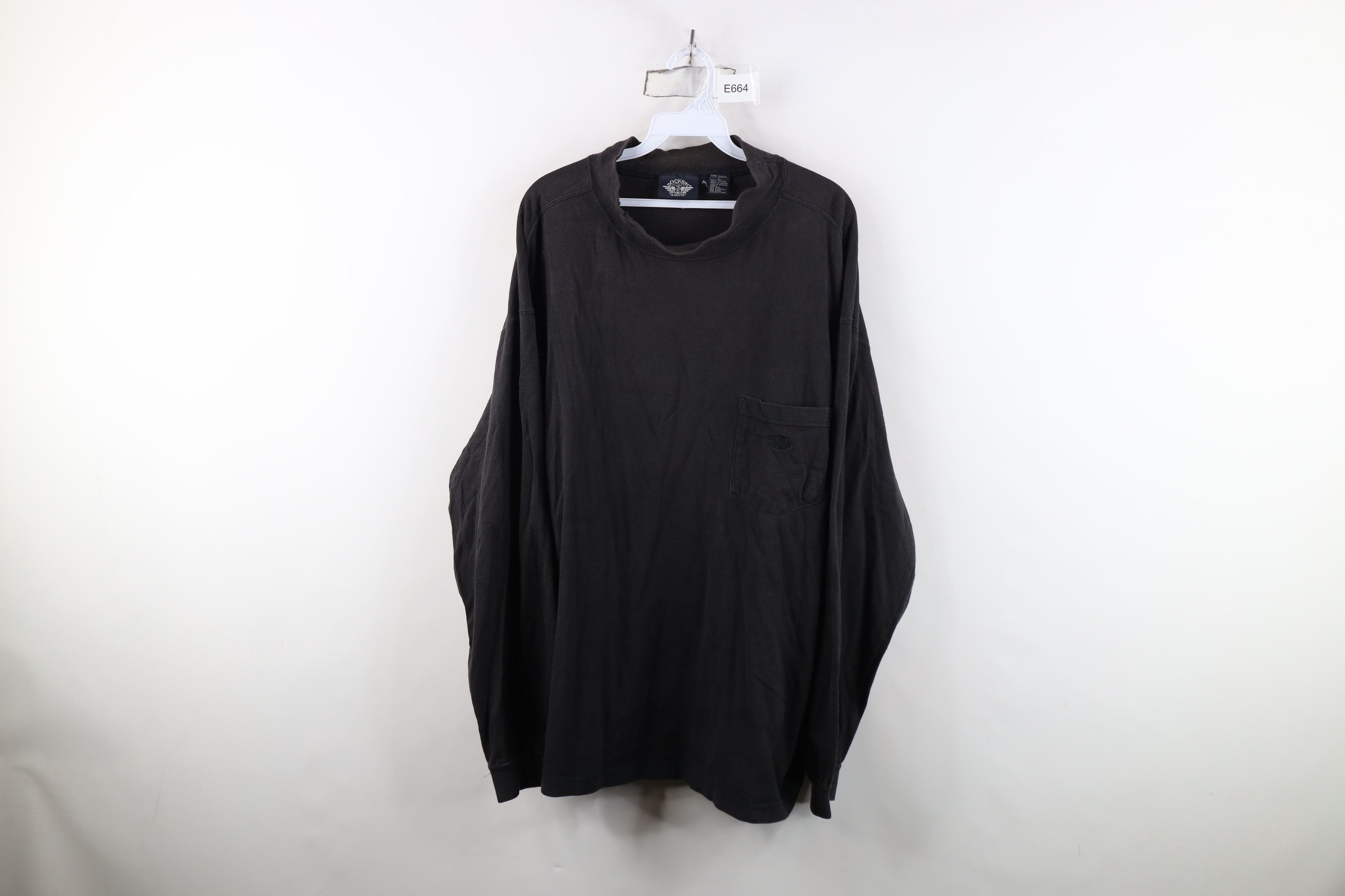 Vintage Vintage 90s Streetwear Blank Baggy Mock Neck T-Shirt Black Size US L / EU 52-54 / 3 - 1 Thumbnail