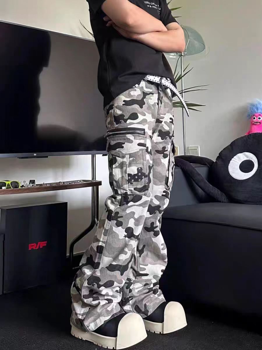 Japanese Brand × Vintage High Street Gray Camouflage Casual Micro Flare Work Pants Size US 32 / EU 48 - 1 Thumbnail