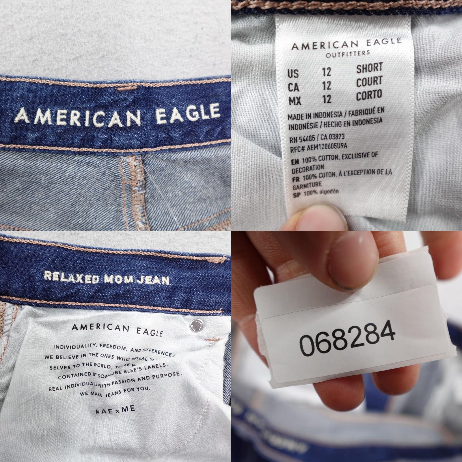 American Eagle Outfitters American Eagle Jeans Womens 12 Short Blue Denim Relaxed Mom Distressed Baggy NEW Size 34" / US 12 / IT 48 - 9 Thumbnail