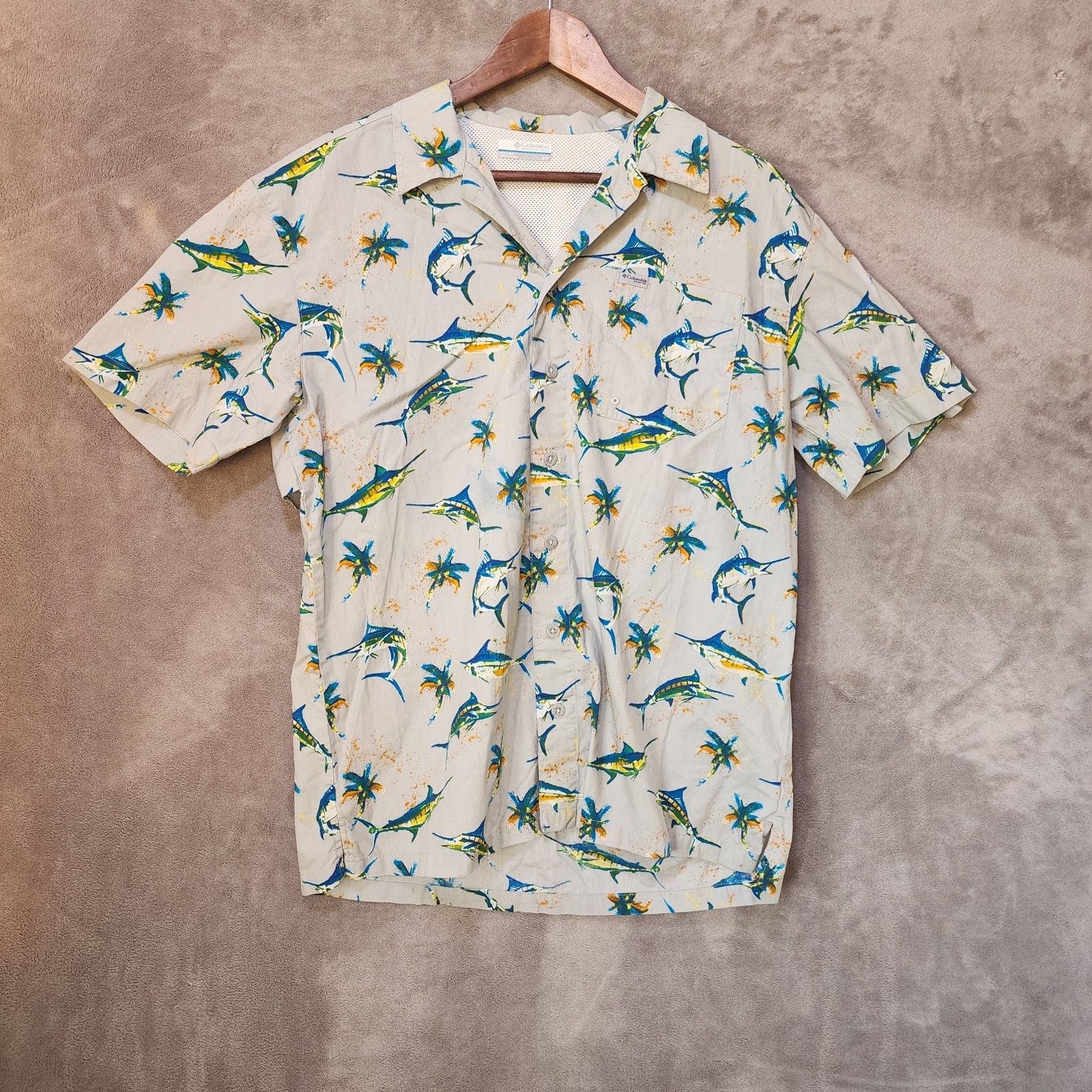 Columbia Columbia PFG Men's Small Grey Vented Merlin Print SS Shirt Size US S / EU 44-46 / 1 - 3 Thumbnail