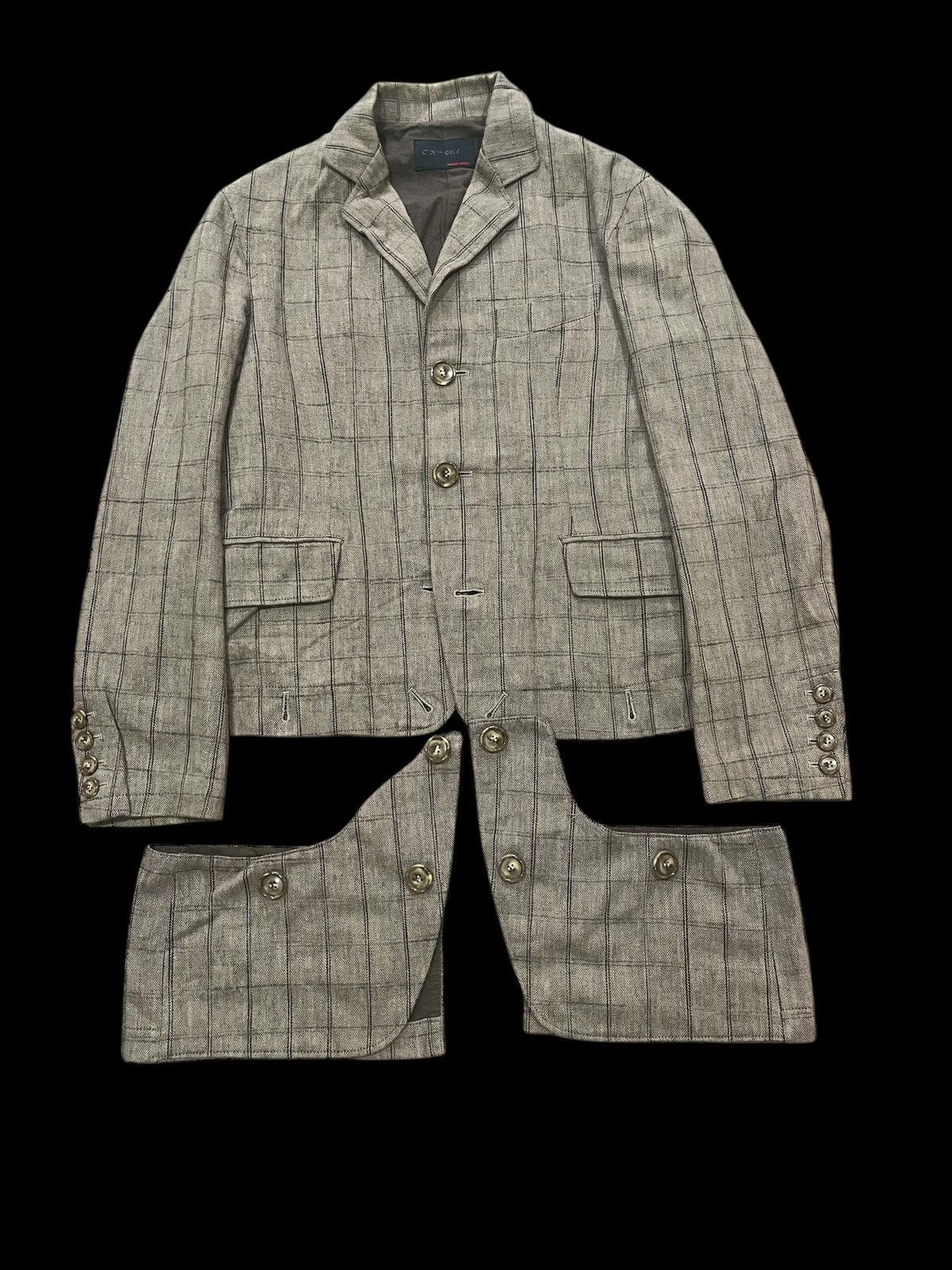 Japanese Brand Brown checked cotton blazer Size US M / EU 48-50 / 2 - 1 Thumbnail