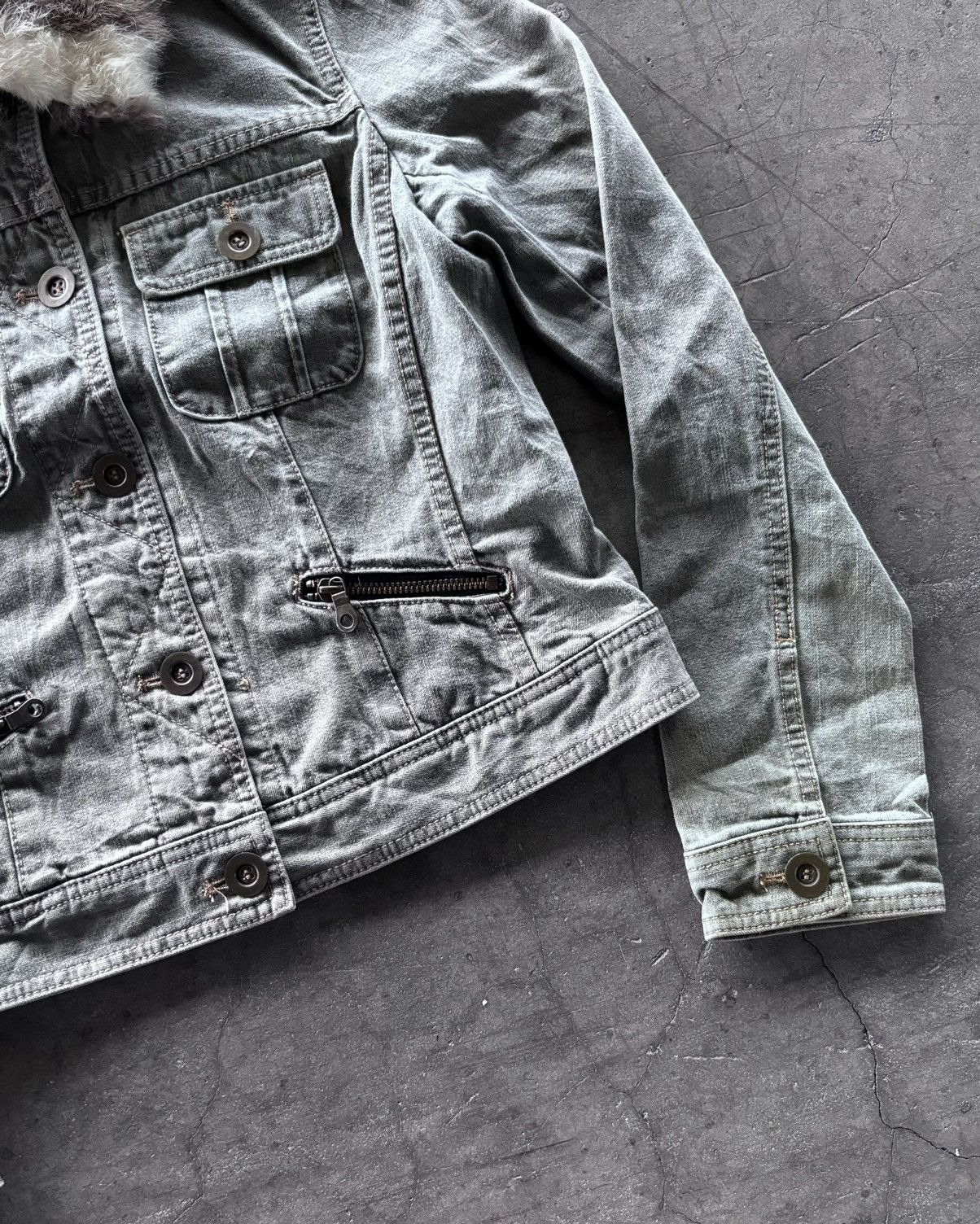 If Six Was Nine × Japanese Brand × Le Grande Bleu (L.G.B.) Comme Ca Ism Fur Croped Denim Jacket Size US M / EU 48-50 / 2 - 2 Thumbnail